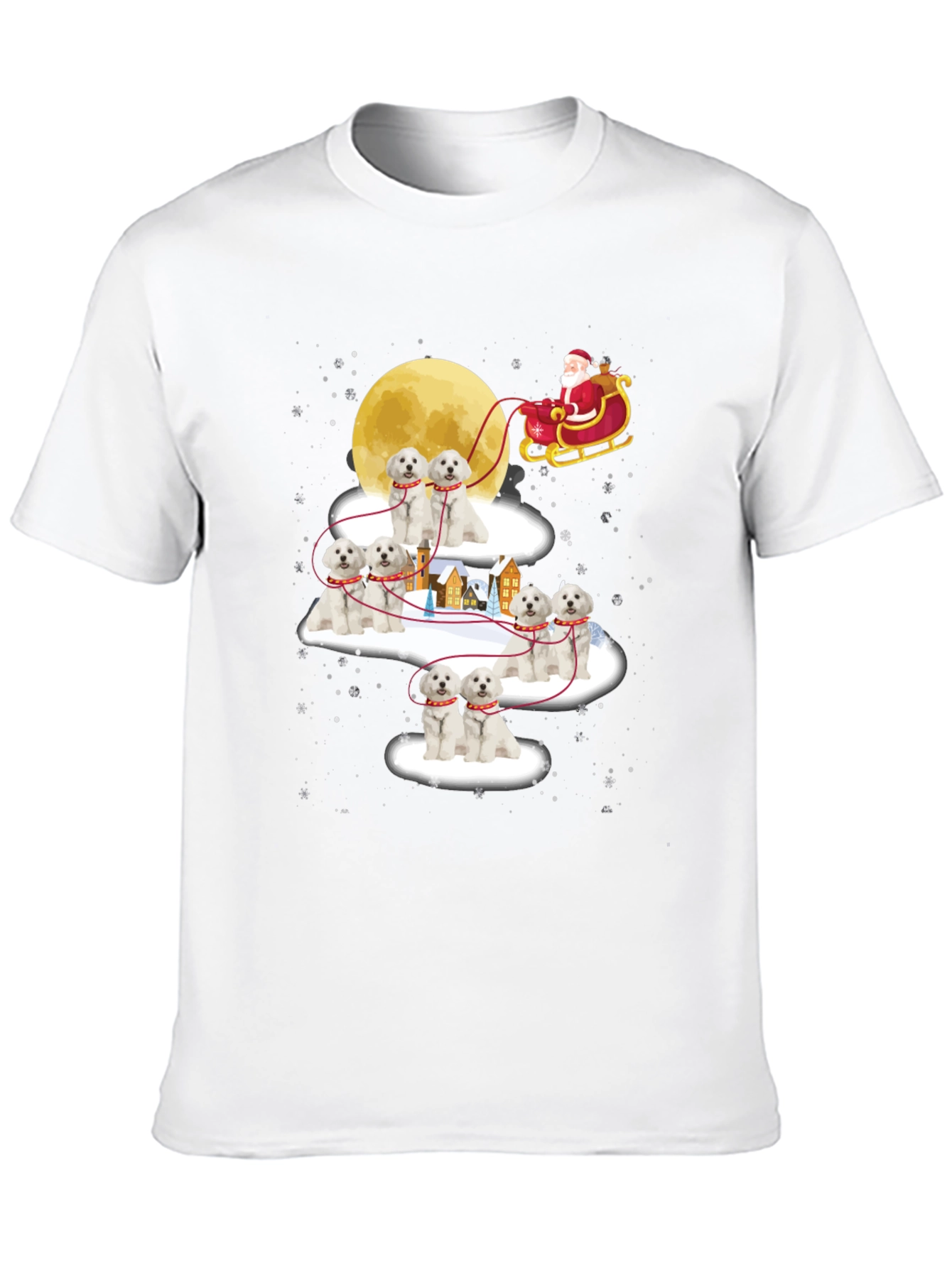 Maltese Christmas Dog Sleigh T-Shirt