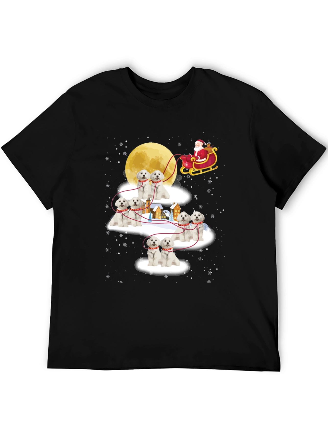 Maltese Christmas Dog Sleigh T-Shirt