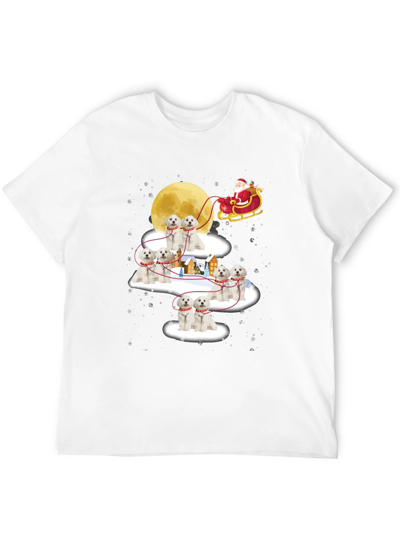 Maltese Christmas Dog Sleigh T-Shirt