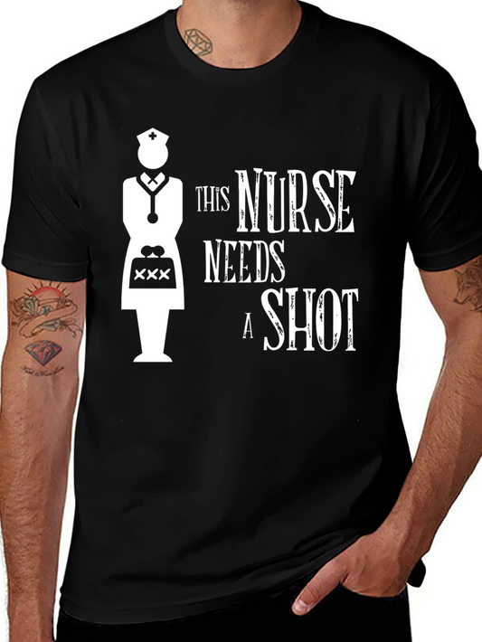 Nurse Needs a Shot Graphic Tee - Black Cotton Shirt
