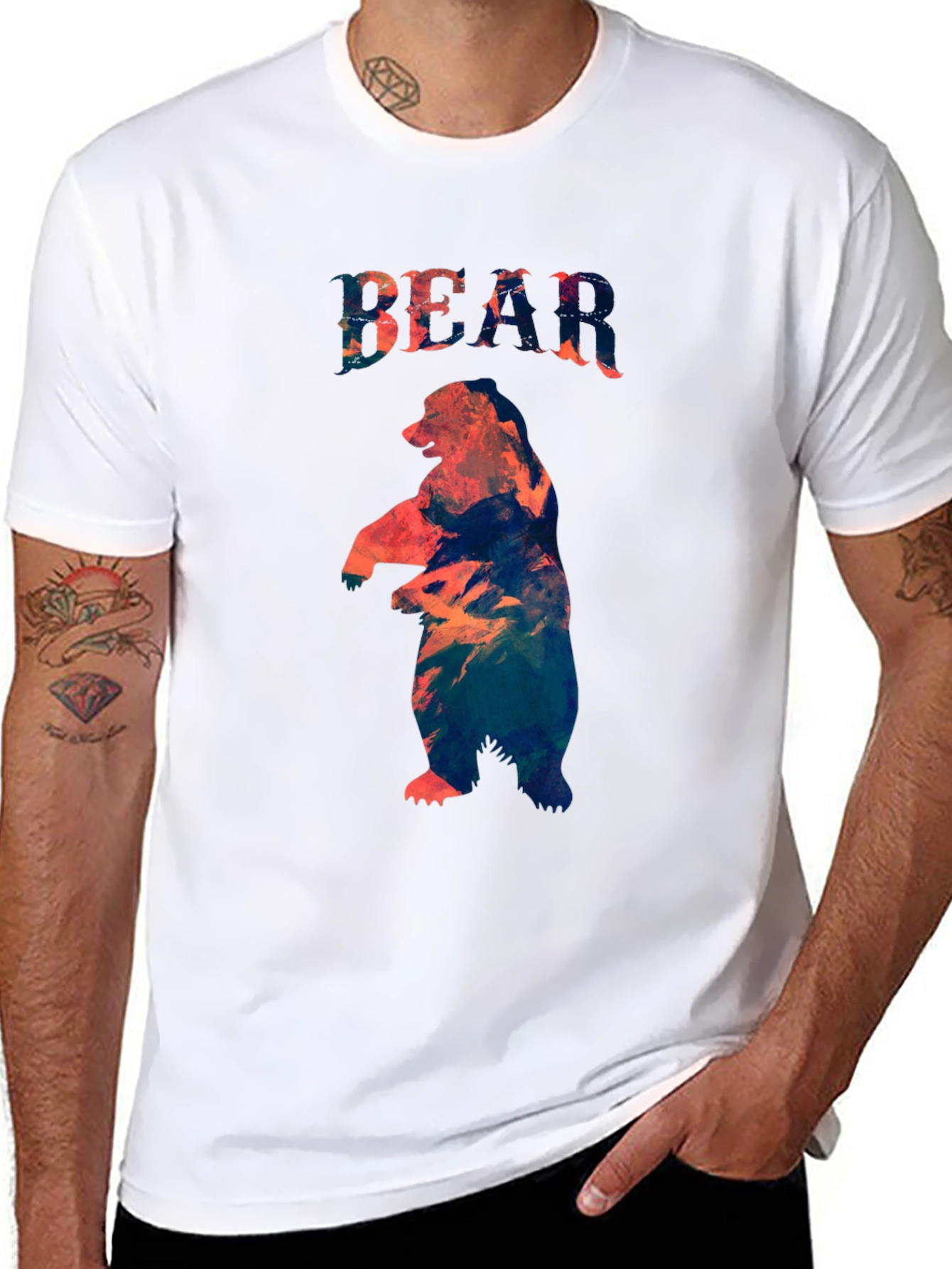 Bear Graphic Print Crew Neck T-Shirt