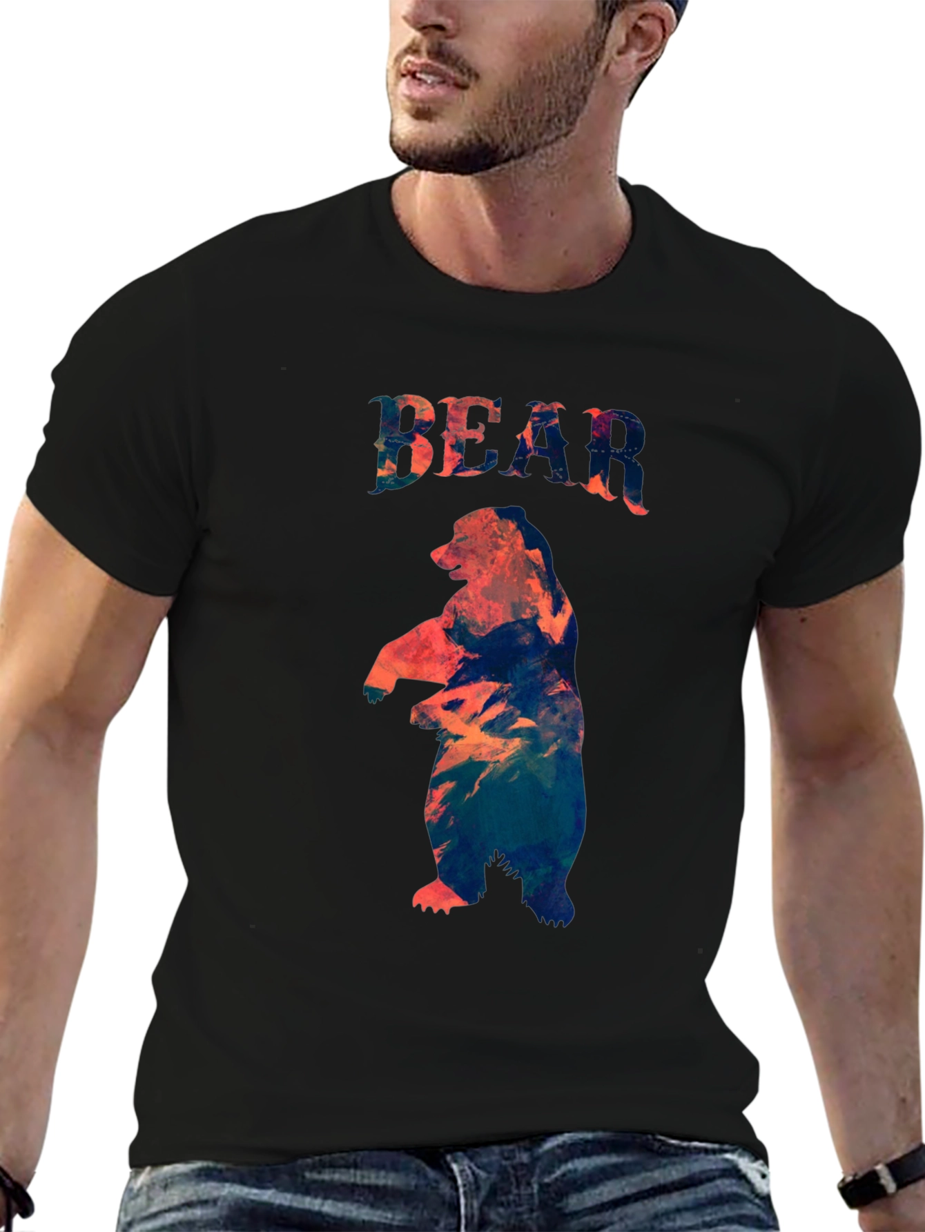 Bear Graphic Print Crew Neck T-Shirt