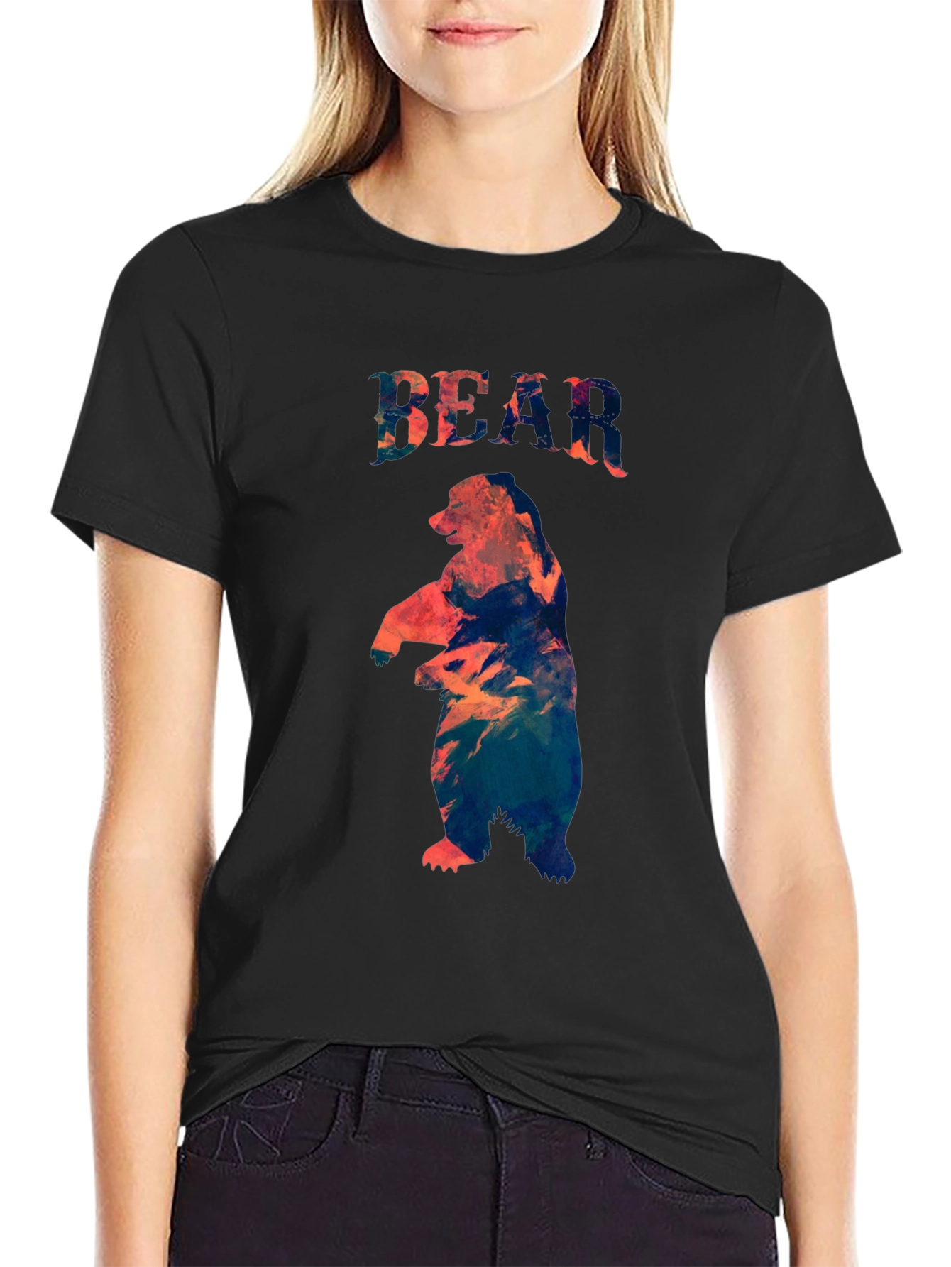 Bear Graphic Print Crew Neck T-Shirt