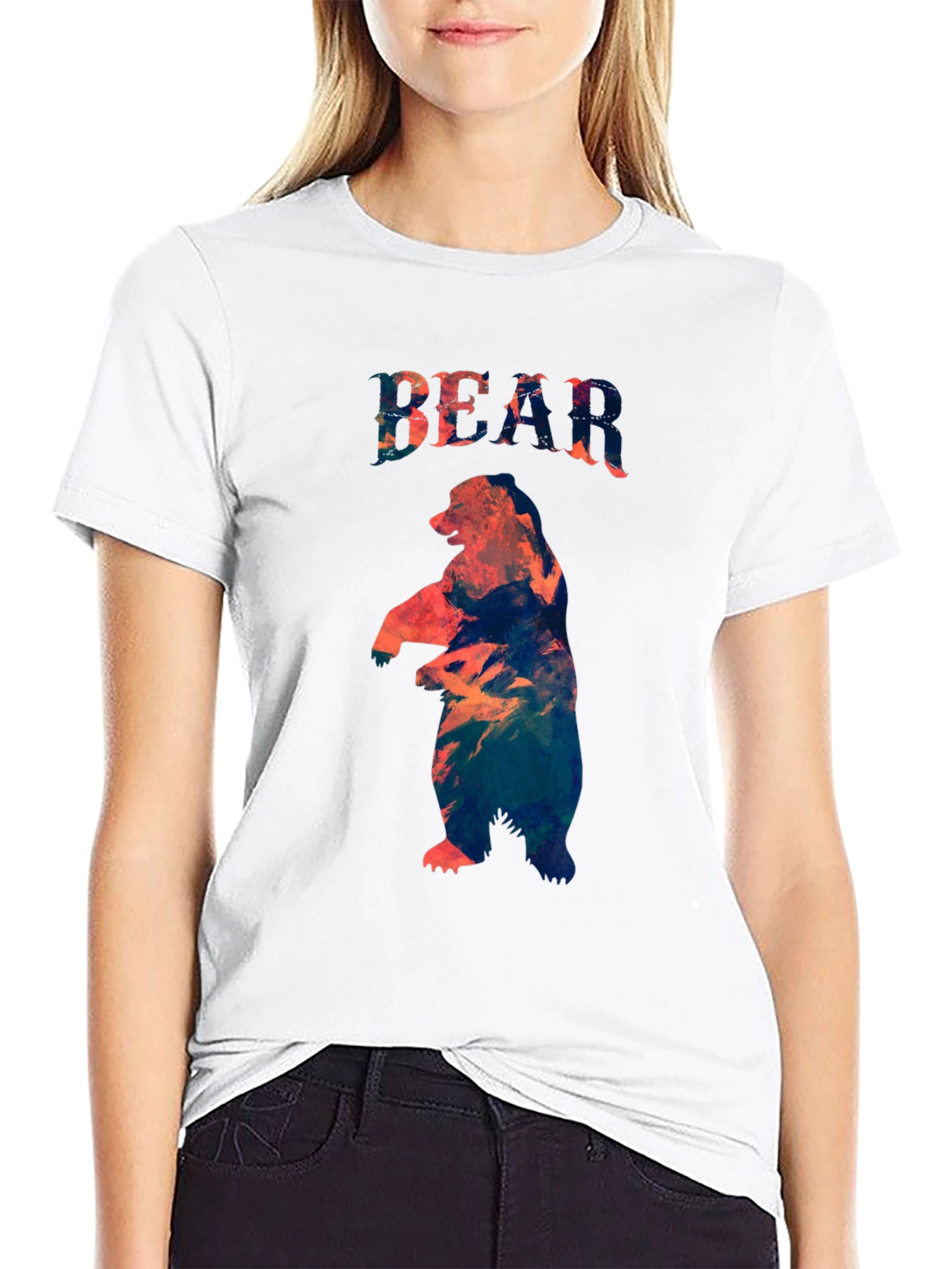 Bear Graphic Print Crew Neck T-Shirt