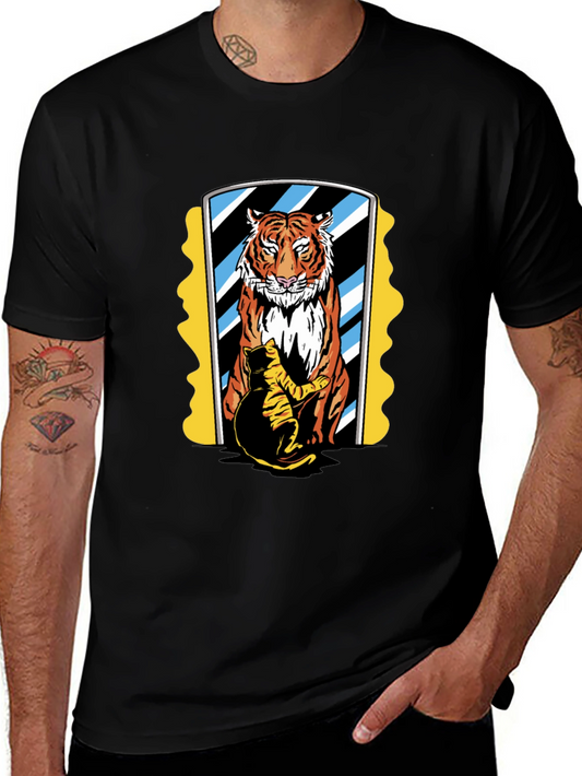 Tiger & Cat Reflection Graphic Tee - Black