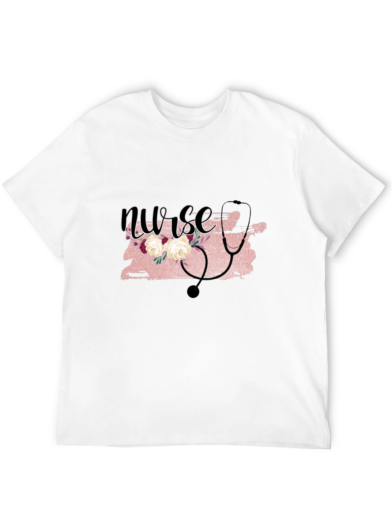 Nurse Floral Stethoscope Graphic T-Shirt