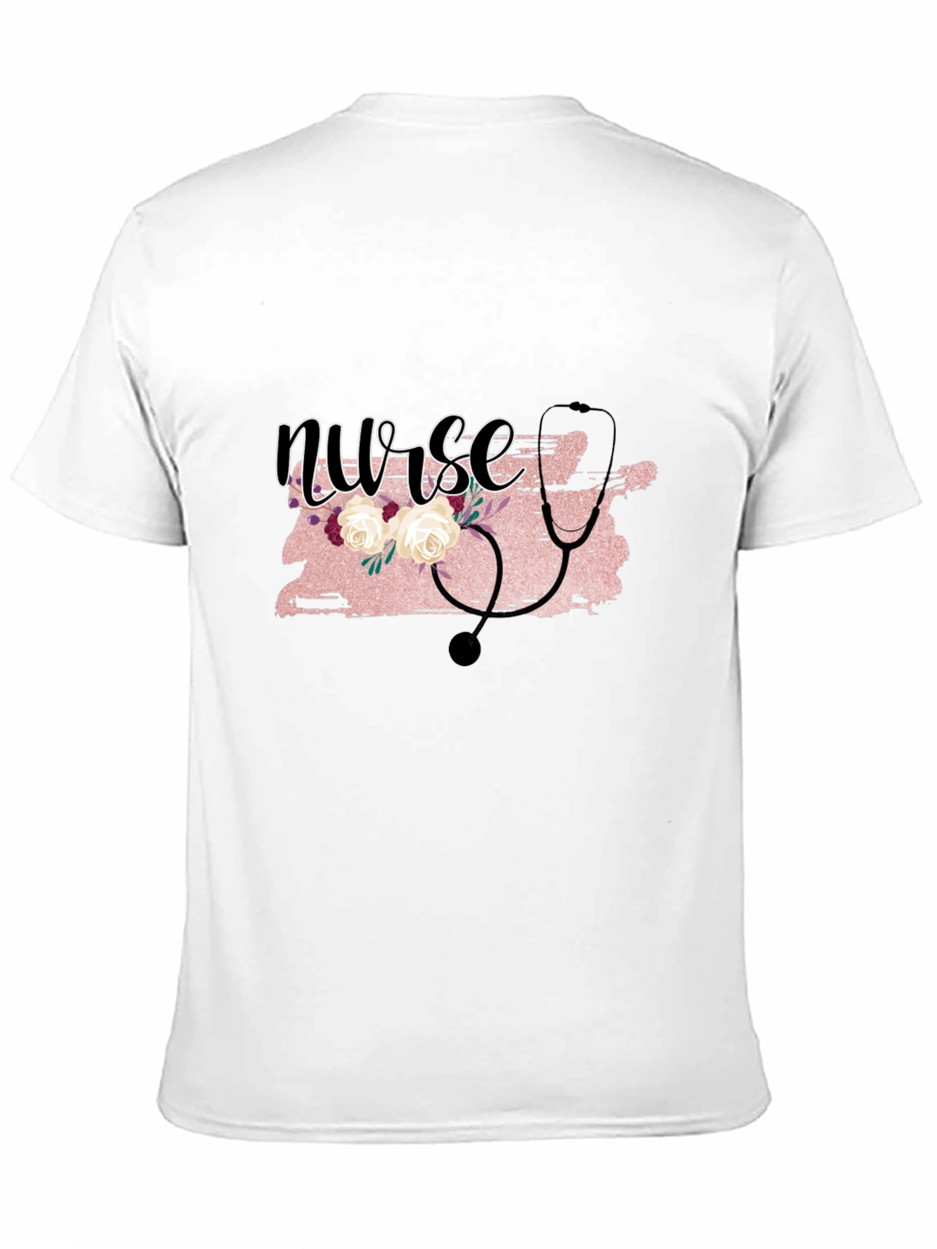 Nurse Floral Stethoscope Graphic T-Shirt