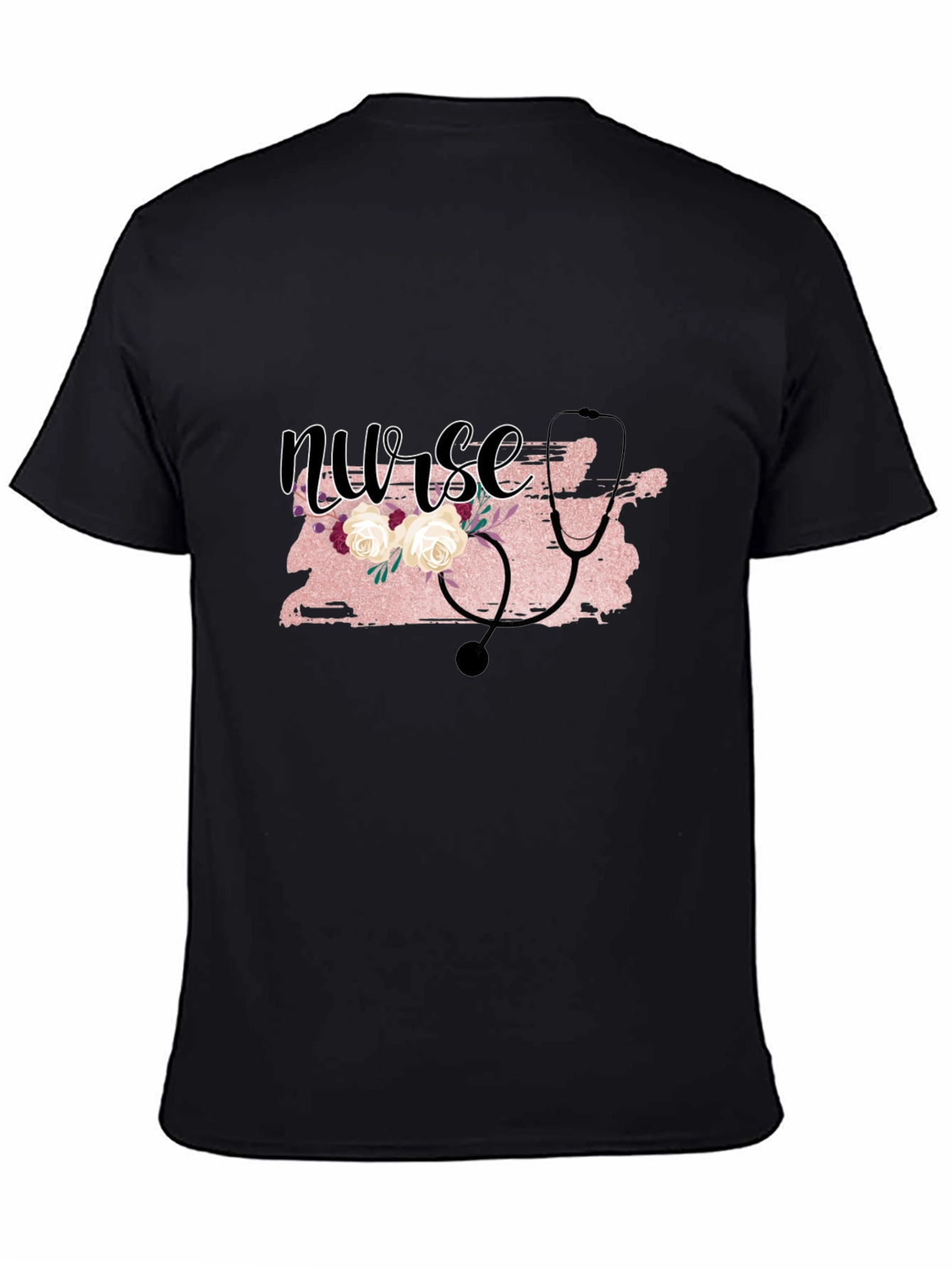 Nurse Floral Stethoscope Graphic T-Shirt