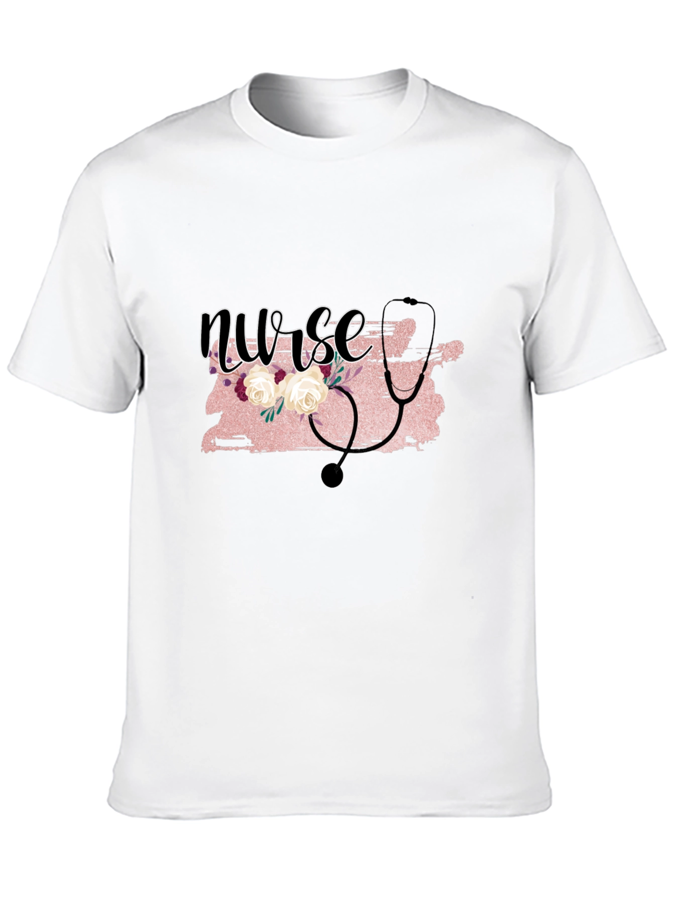 Nurse Floral Stethoscope Graphic T-Shirt