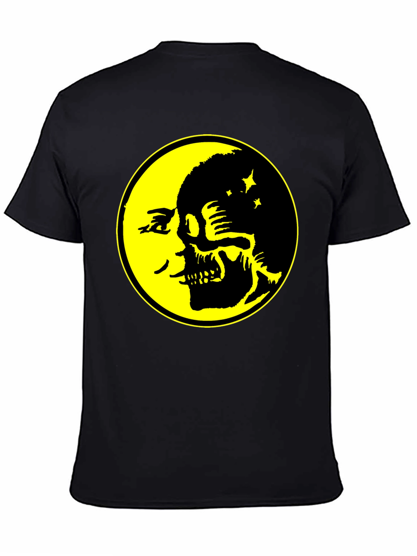 Skull Moon Graphic Tee - Black Cotton T-Shirt