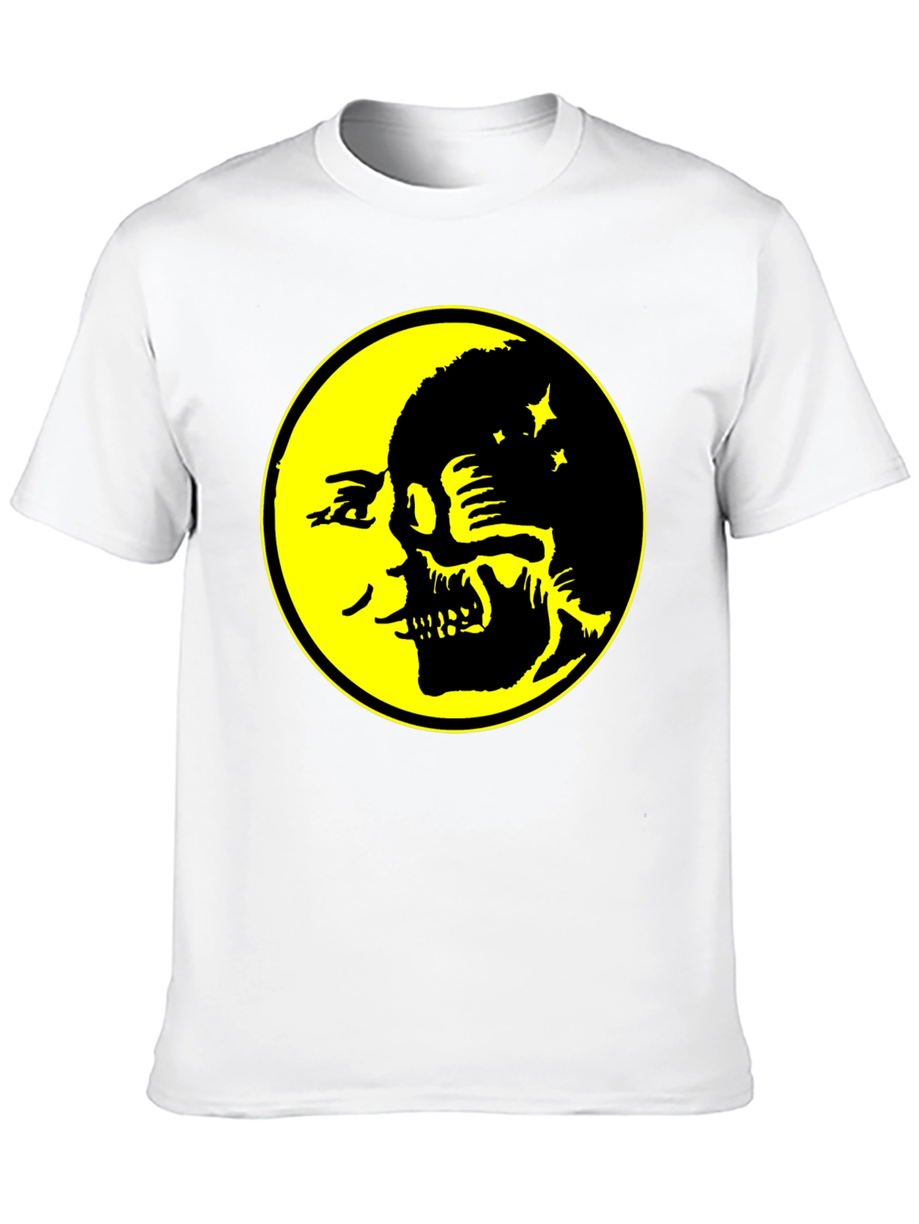 Skull Moon Graphic Tee - Black Cotton T-Shirt