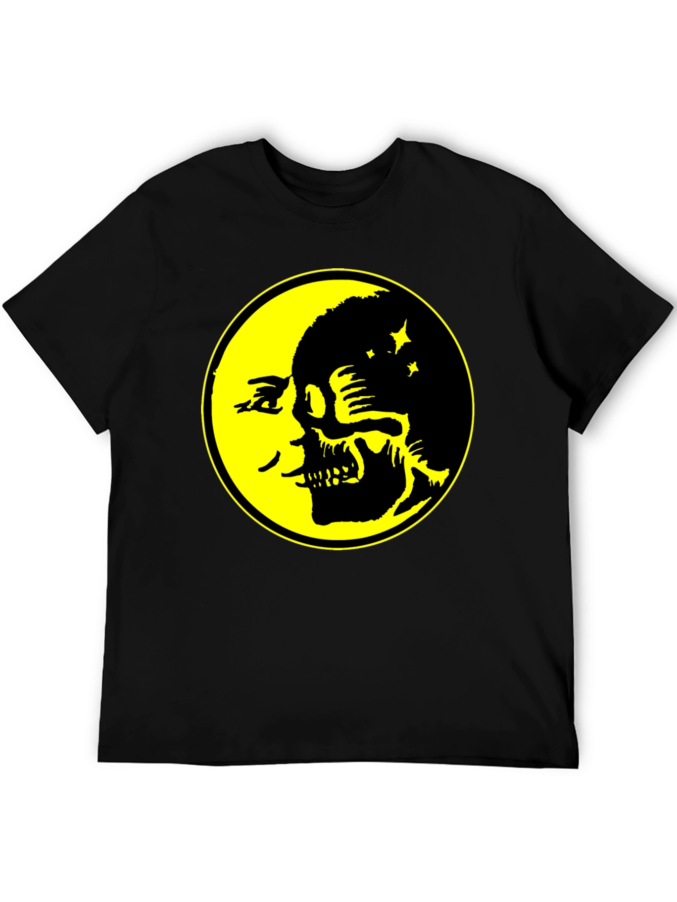 Skull Moon Graphic Tee - Black Cotton T-Shirt