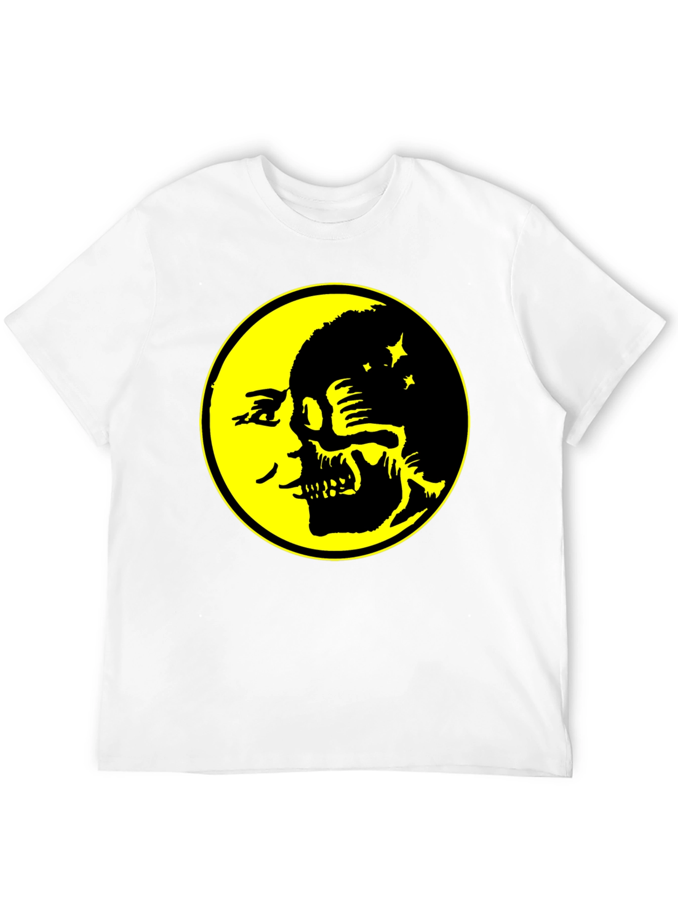 Skull Moon Graphic Tee - Black Cotton T-Shirt