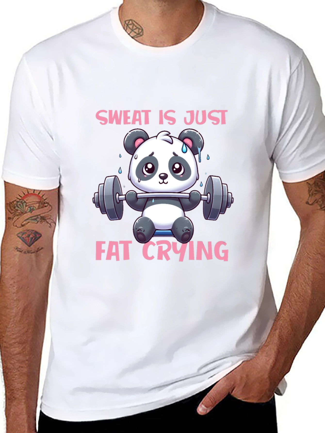 Sweat is Just Fat Crying Panda Gym T-Shirt