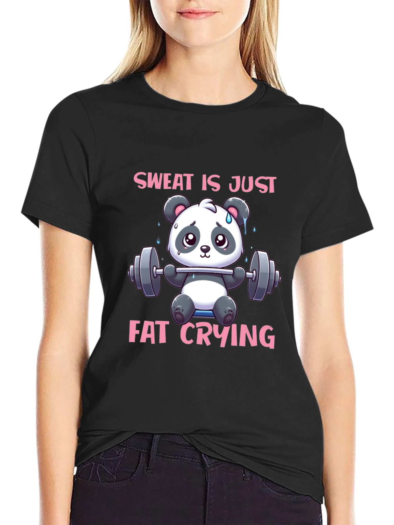 Sweat is Just Fat Crying Panda Gym T-Shirt