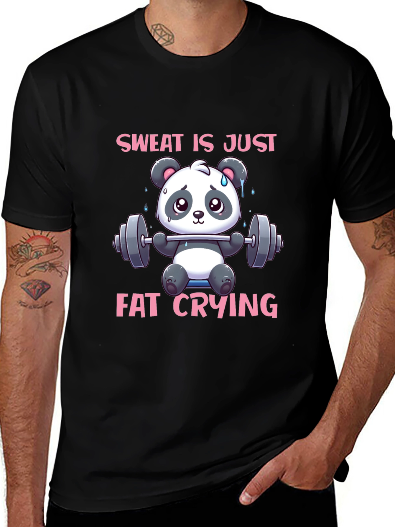Sweat is Just Fat Crying Panda Gym T-Shirt