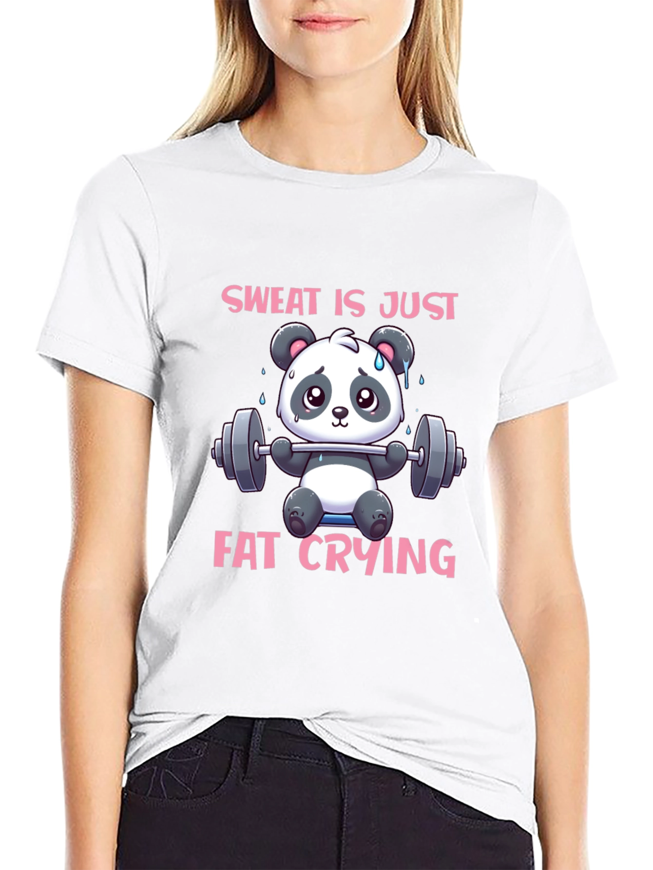 Sweat is Just Fat Crying Panda Gym T-Shirt
