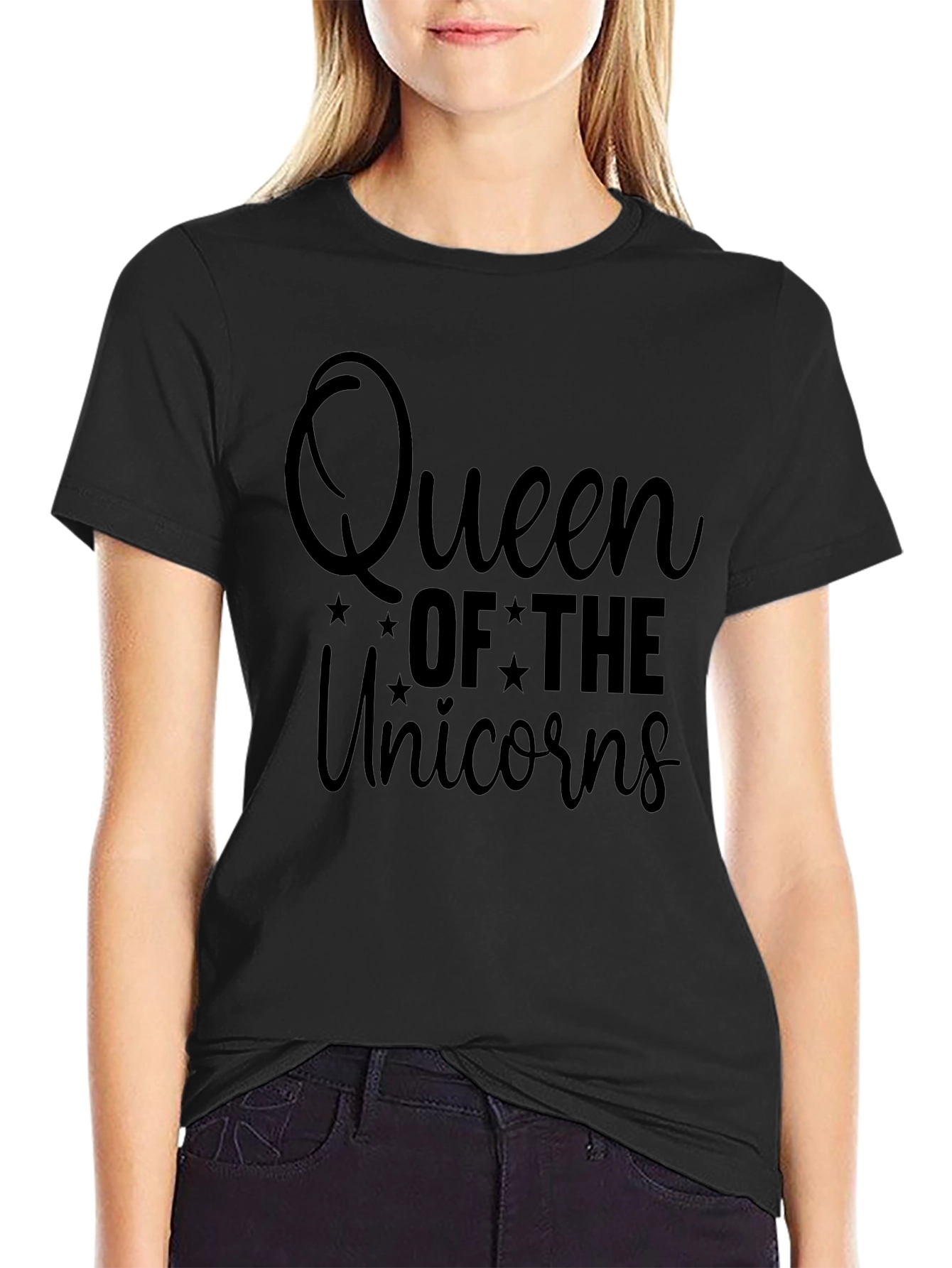 Queen of the Unicorns Black T-Shirt