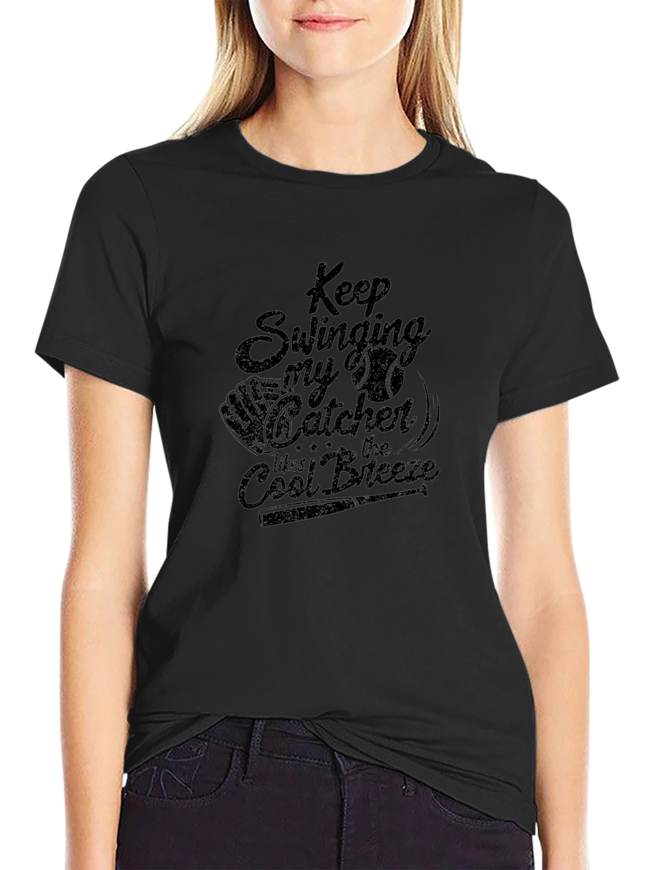 Keep Swinging Catcher Graphic T-Shirt