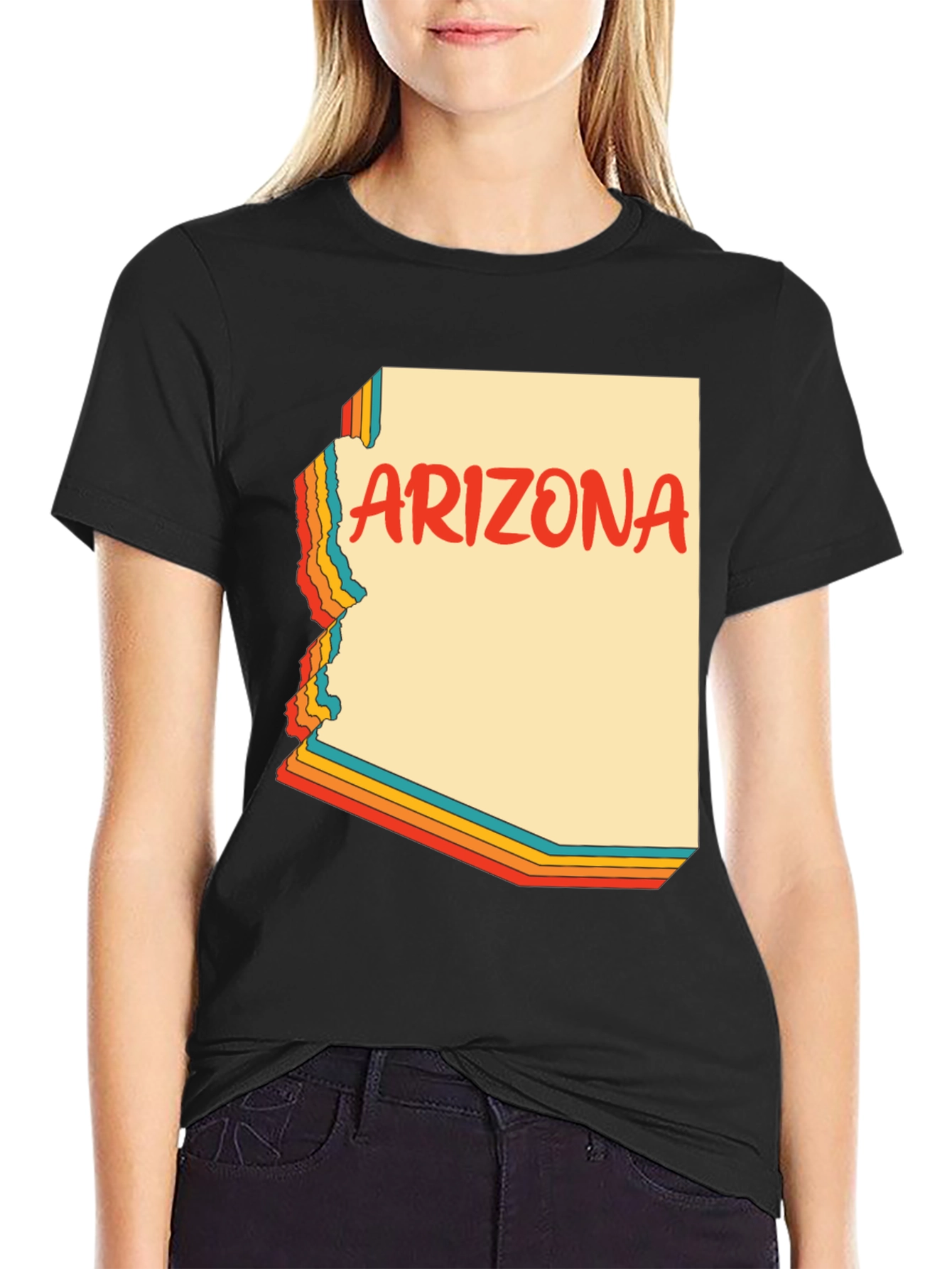 Retro Arizona Graphic Tee - Black Cotton Blend