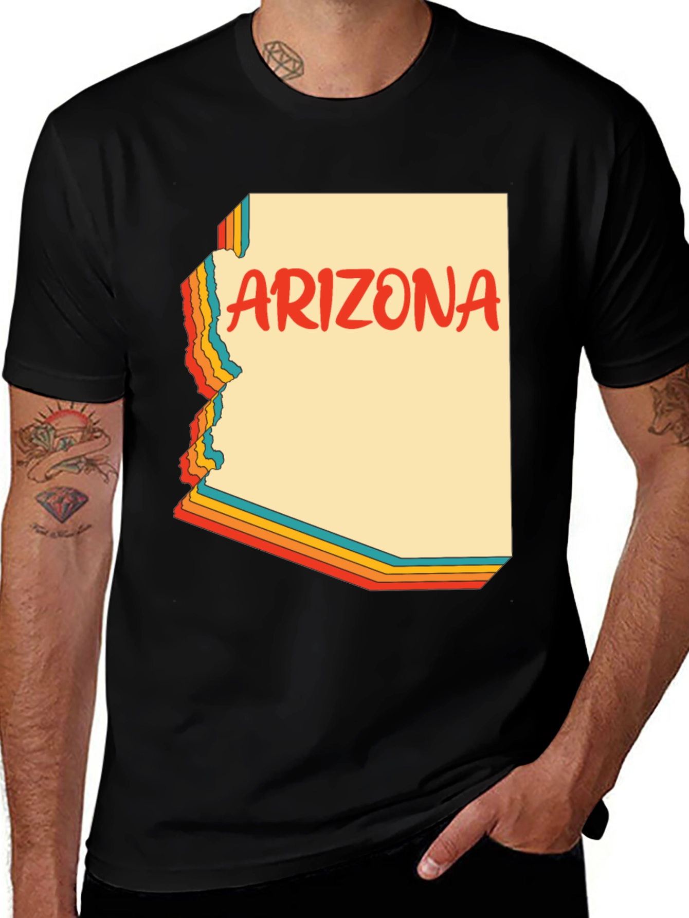 Retro Arizona Graphic Tee - Black Cotton Blend