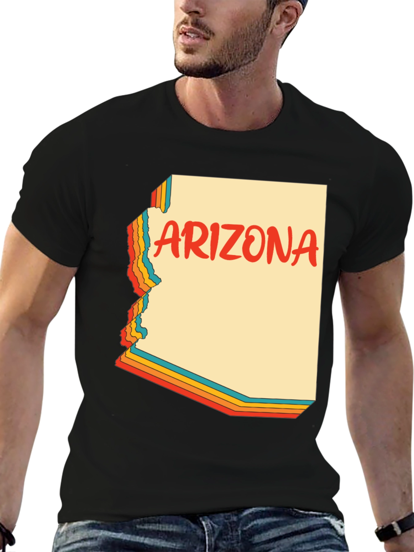 Retro Arizona Graphic Tee - Black Cotton Blend