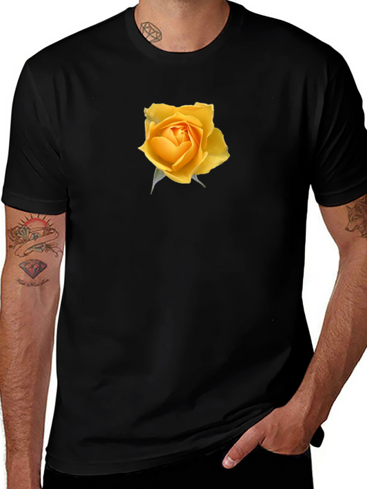 Yellow Rose Graphic Black T-Shirt