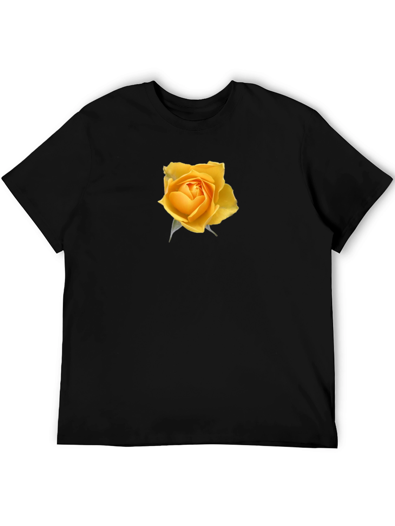 Yellow Rose Graphic Black T-Shirt