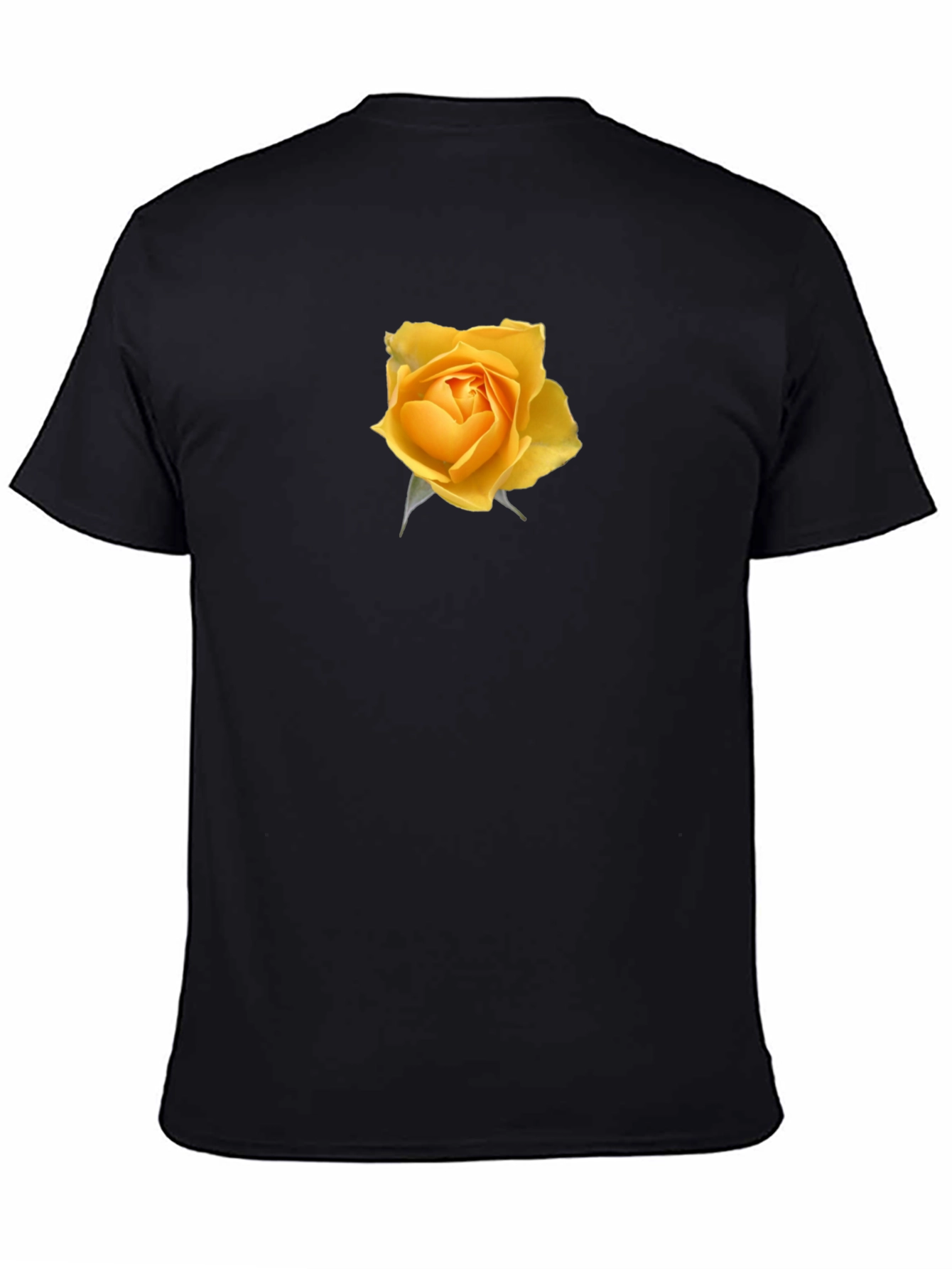 Yellow Rose Graphic Black T-Shirt