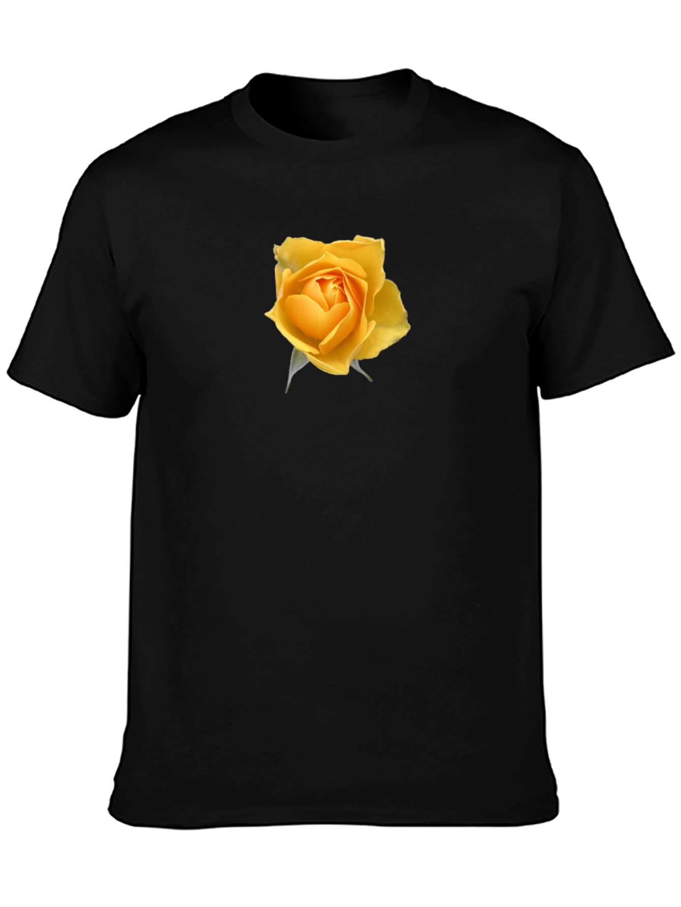 Yellow Rose Graphic Black T-Shirt