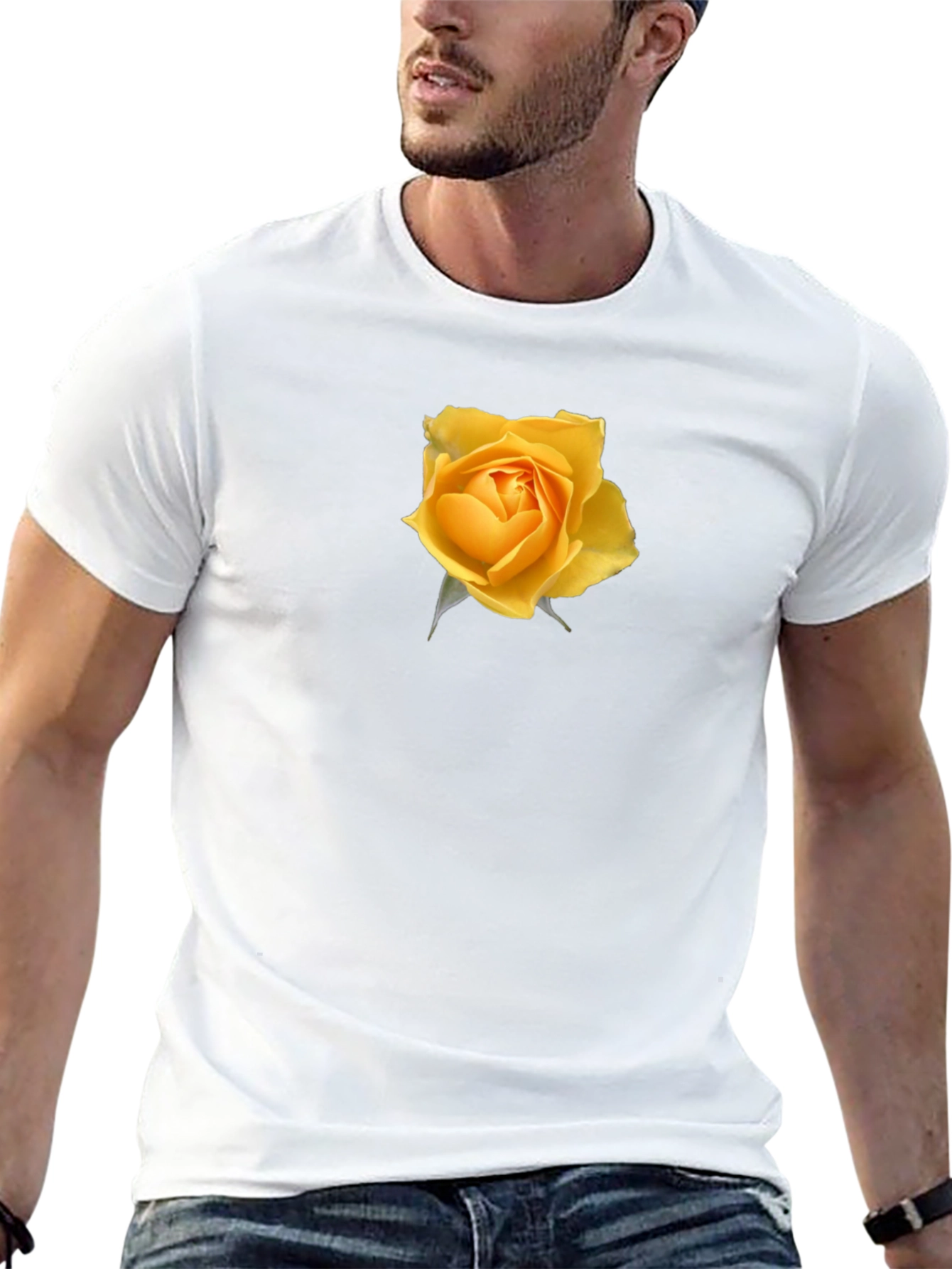 Yellow Rose Graphic Black T-Shirt
