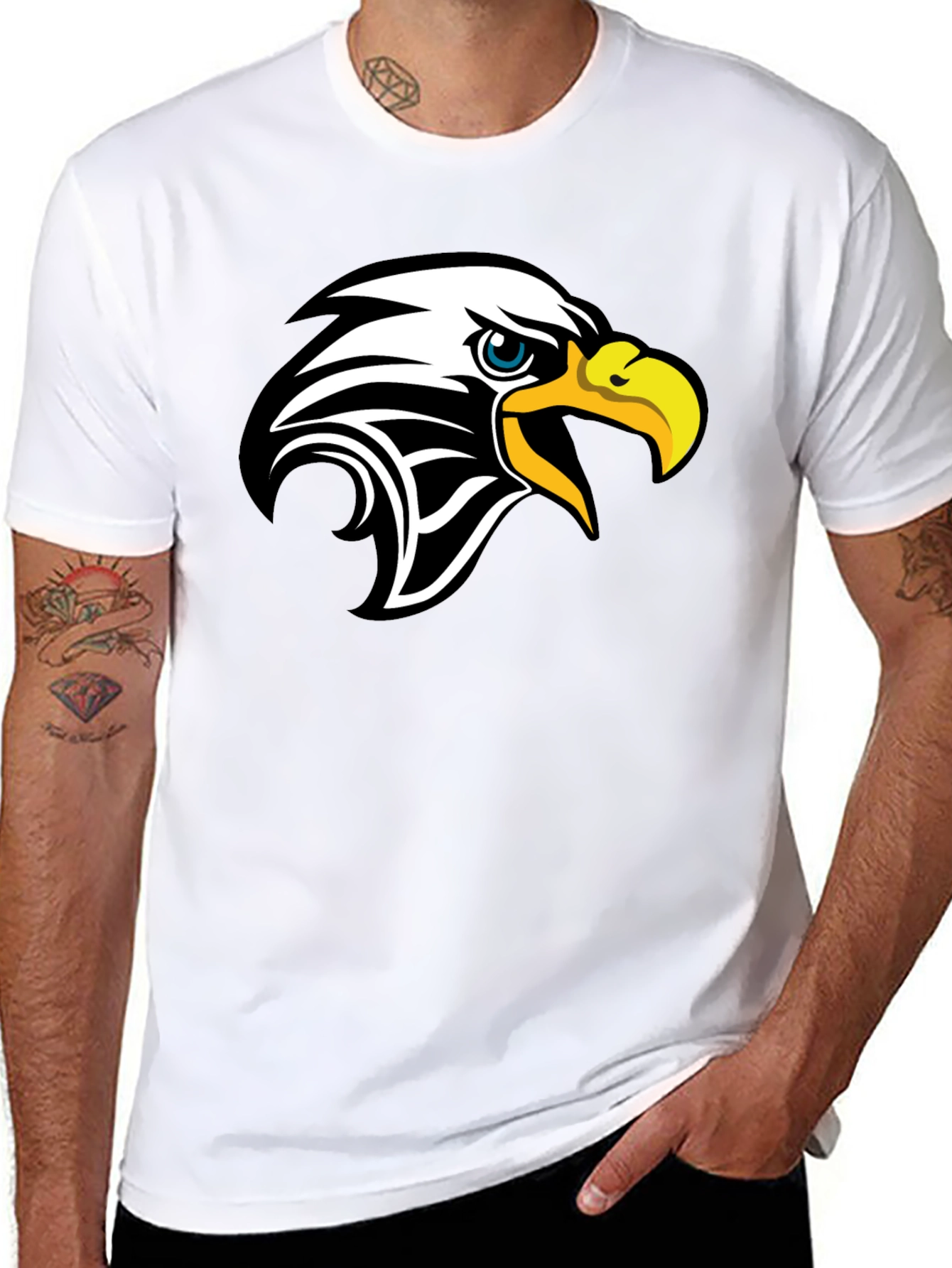 Black T-Shirt with Eagle Head Graphic