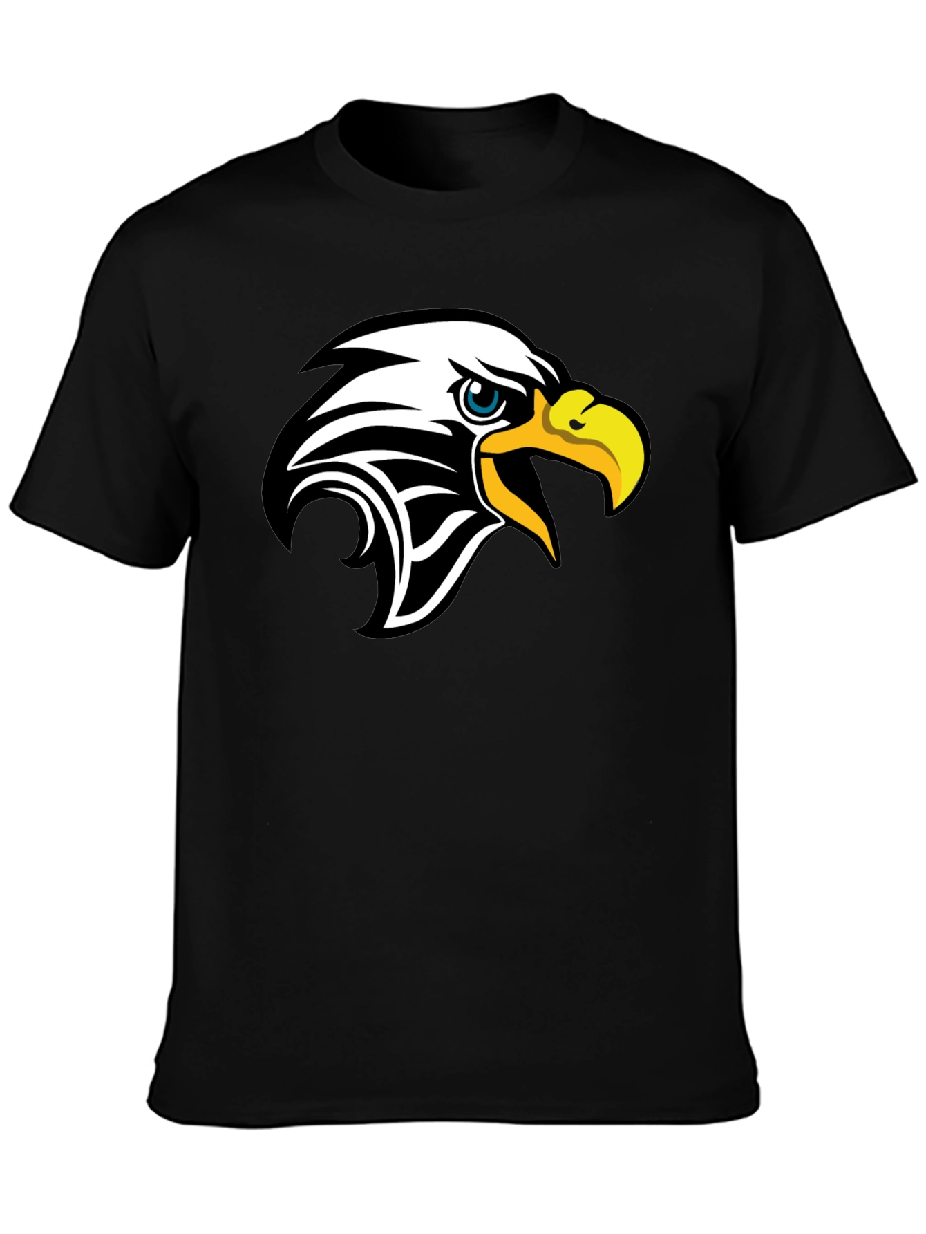Black T-Shirt with Eagle Head Graphic
