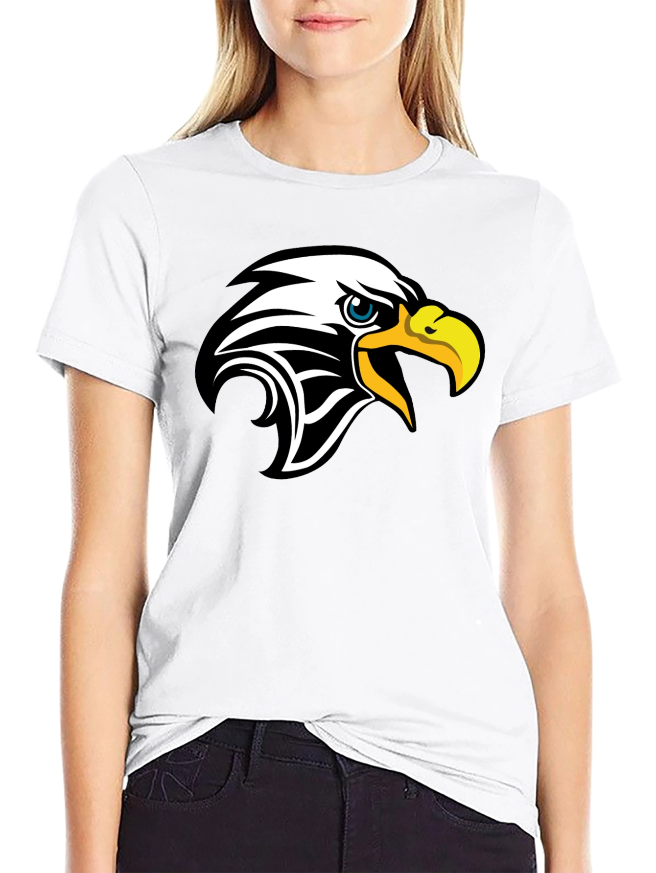 Black T-Shirt with Eagle Head Graphic