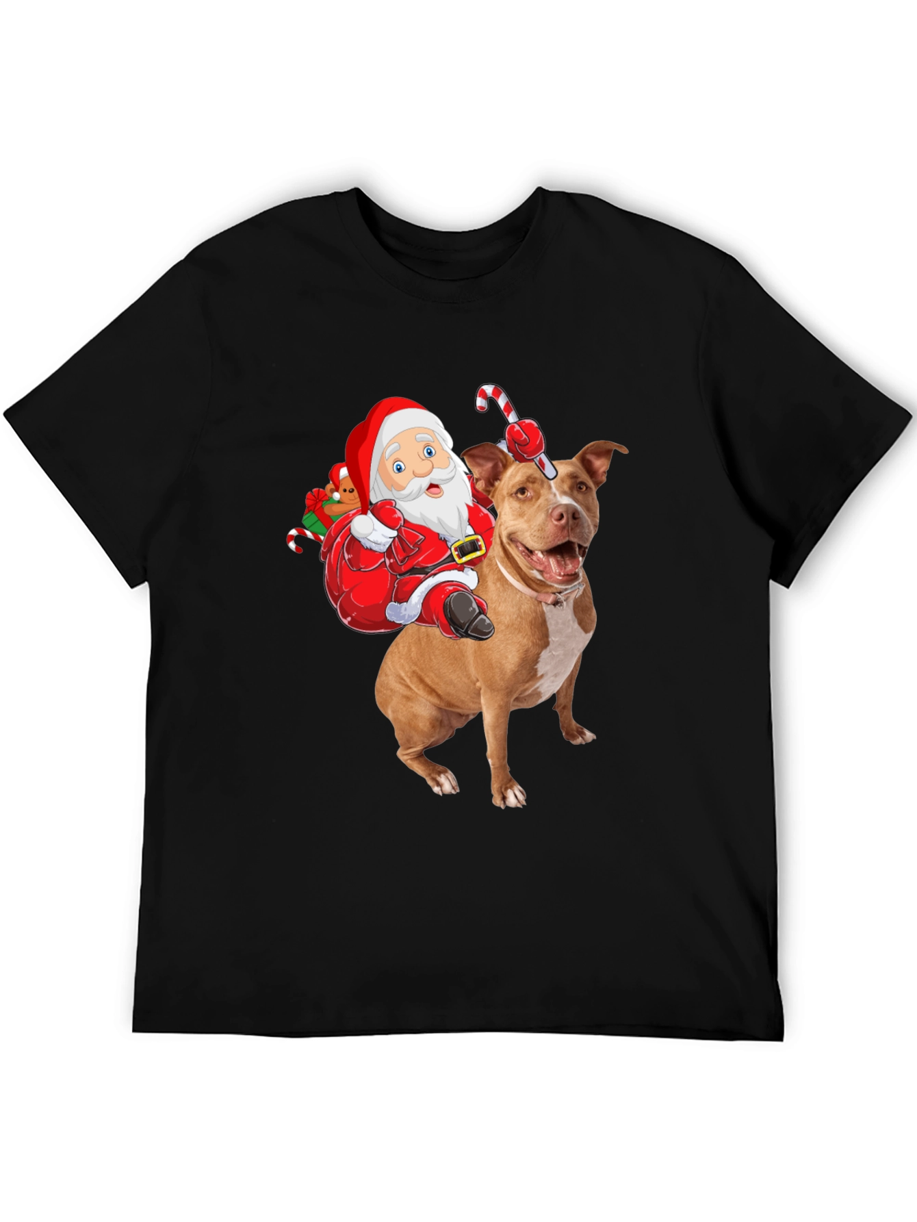 Santa Riding Pitbull Christmas T-Shirt