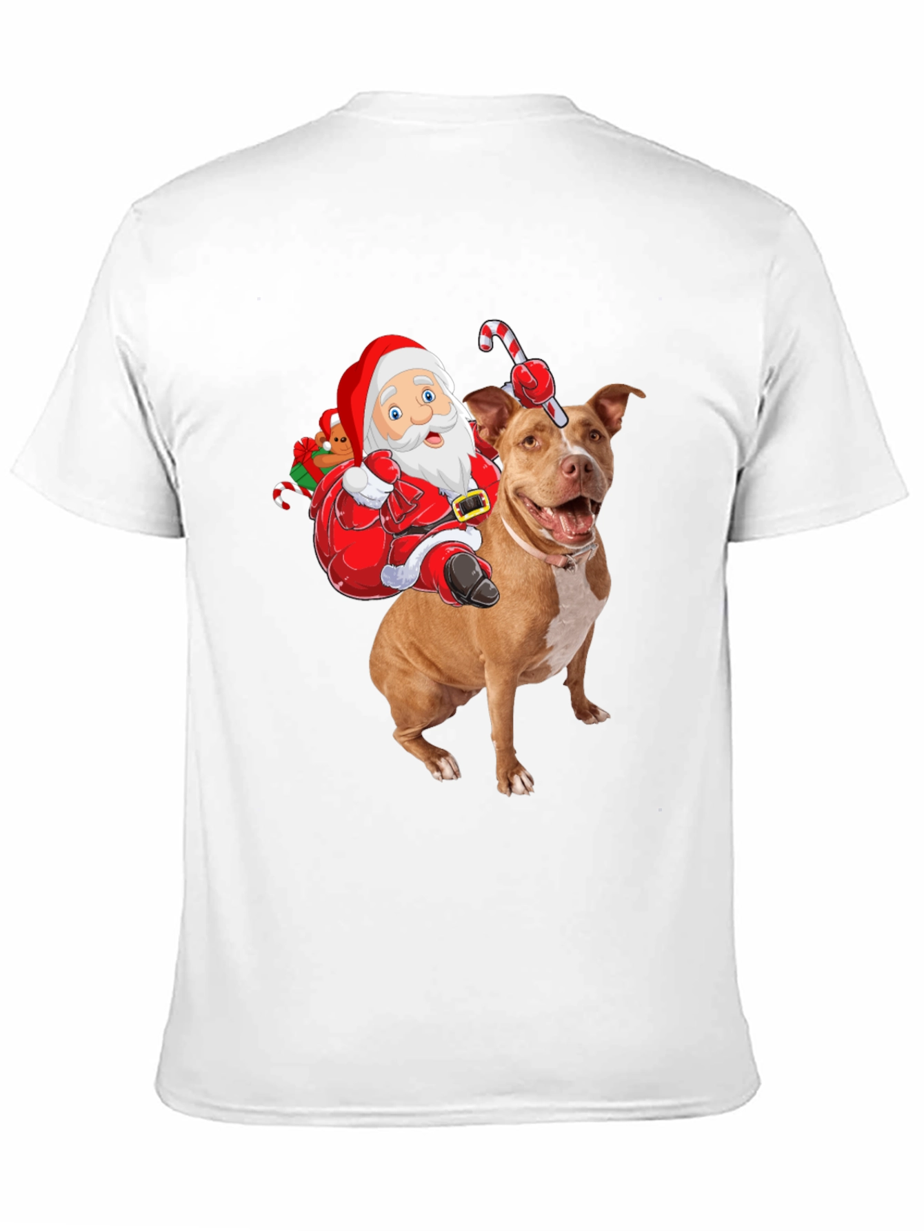 Santa Riding Pitbull Christmas T-Shirt