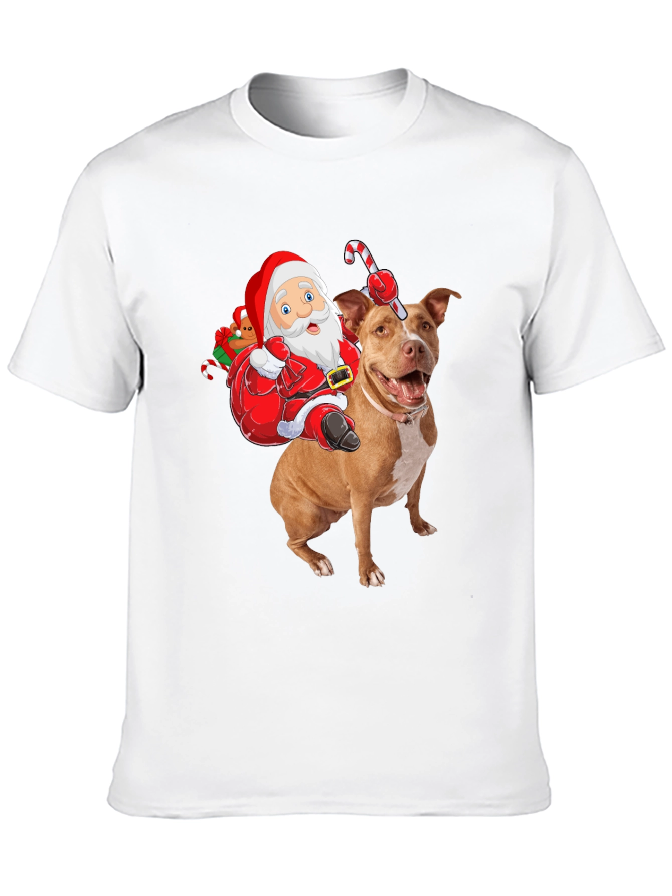 Santa Riding Pitbull Christmas T-Shirt