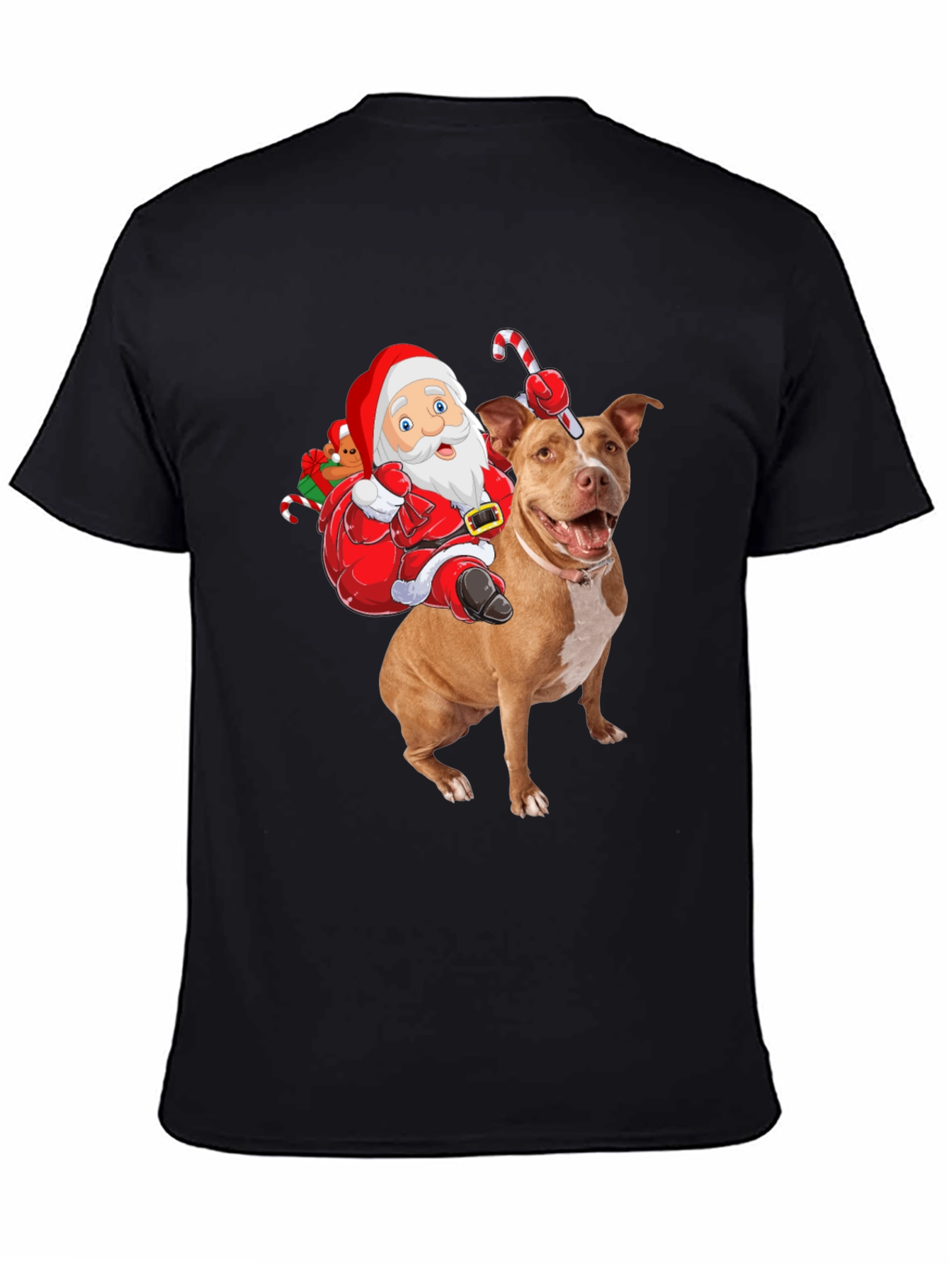 Santa Riding Pitbull Christmas T-Shirt