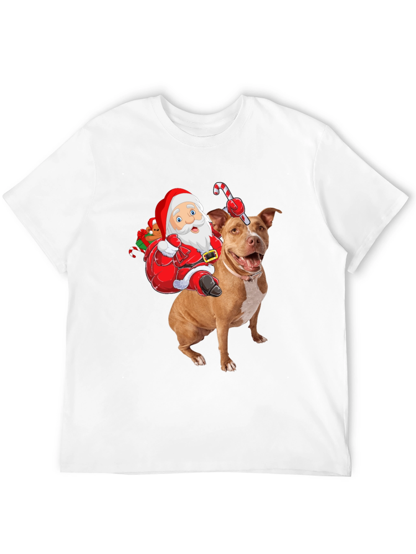 Santa Riding Pitbull Christmas T-Shirt