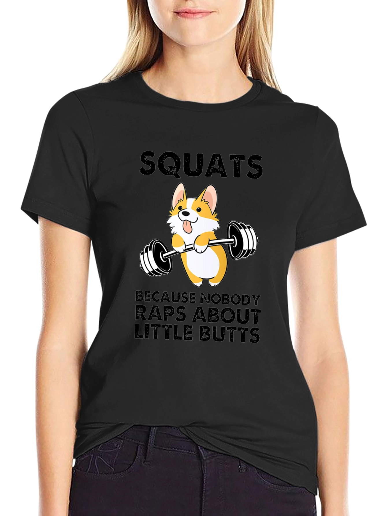 Squats Corgi Barbell Graphic Tee