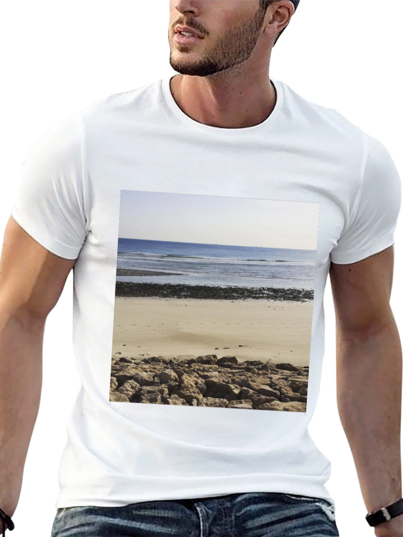 Beach Scene Graphic Tee - Mens Black T-Shirt