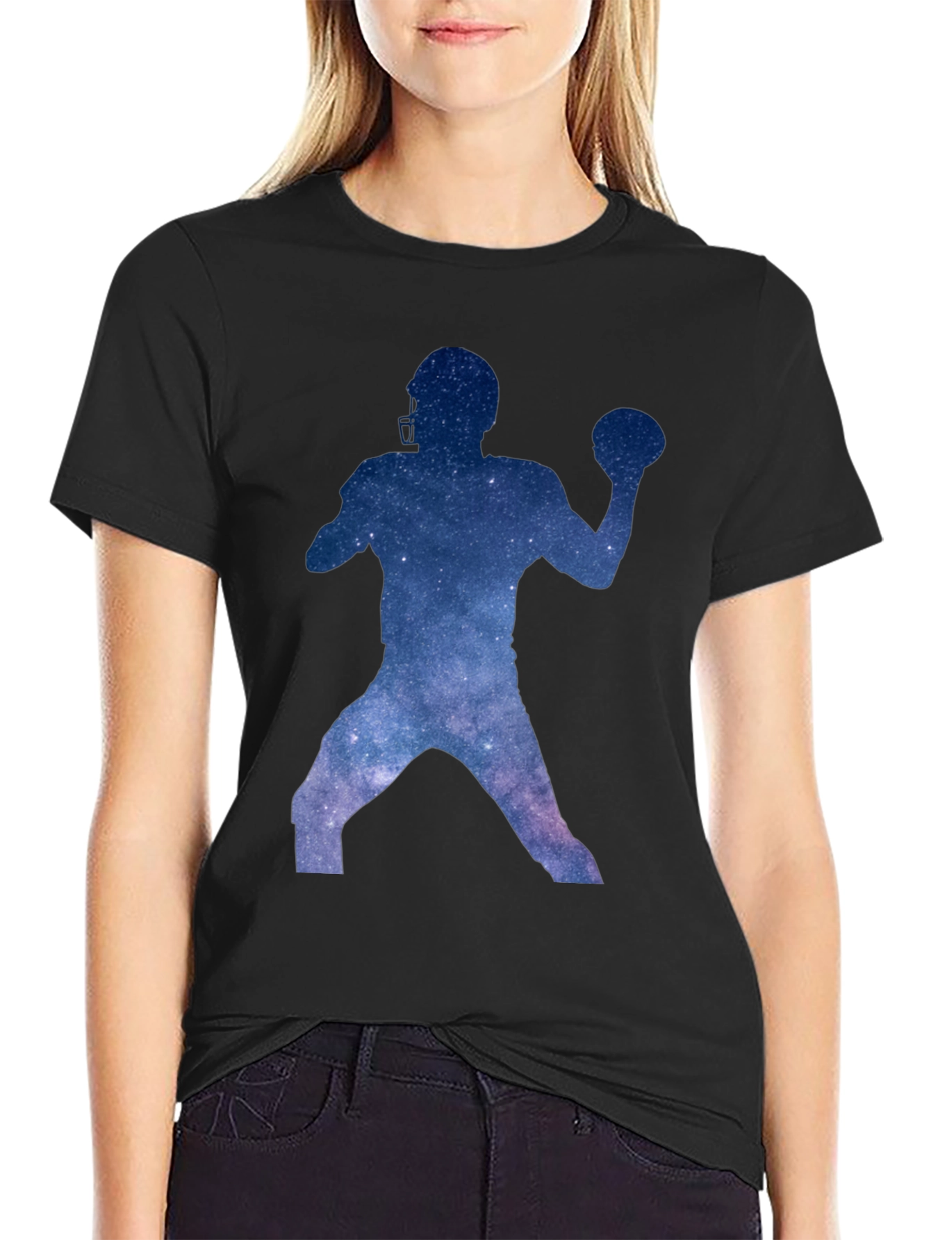 Galaxy Football Player Graphic Tee - Black