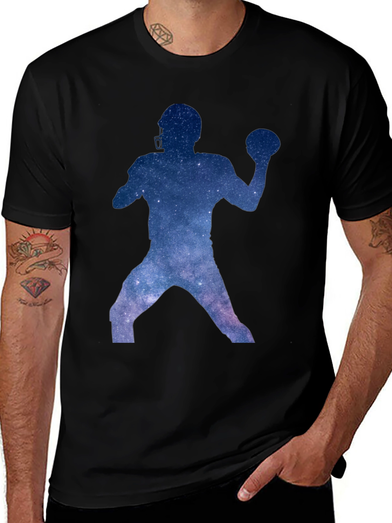 Galaxy Football Player Graphic Tee - Black