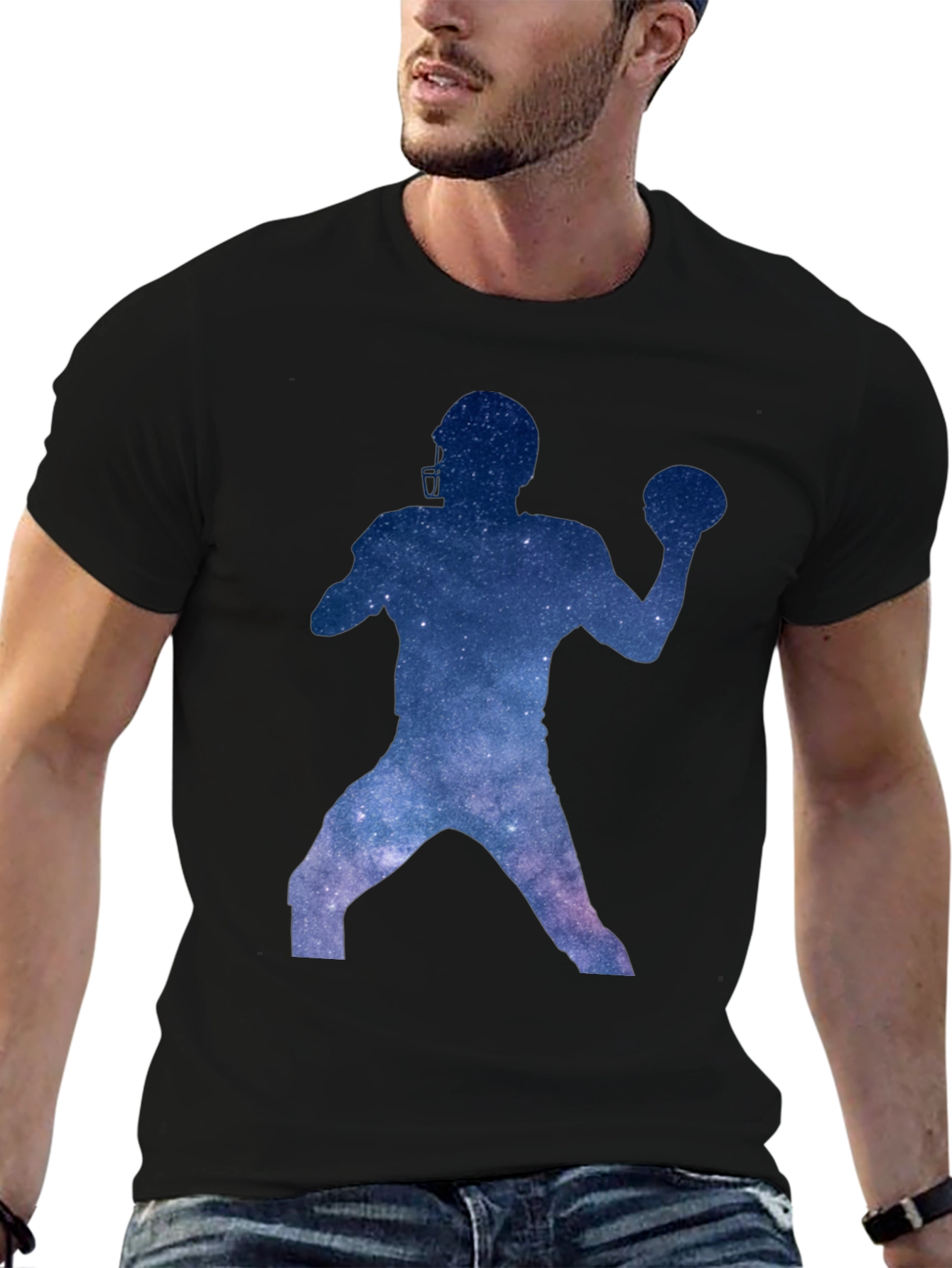 Galaxy Football Player Graphic Tee - Black
