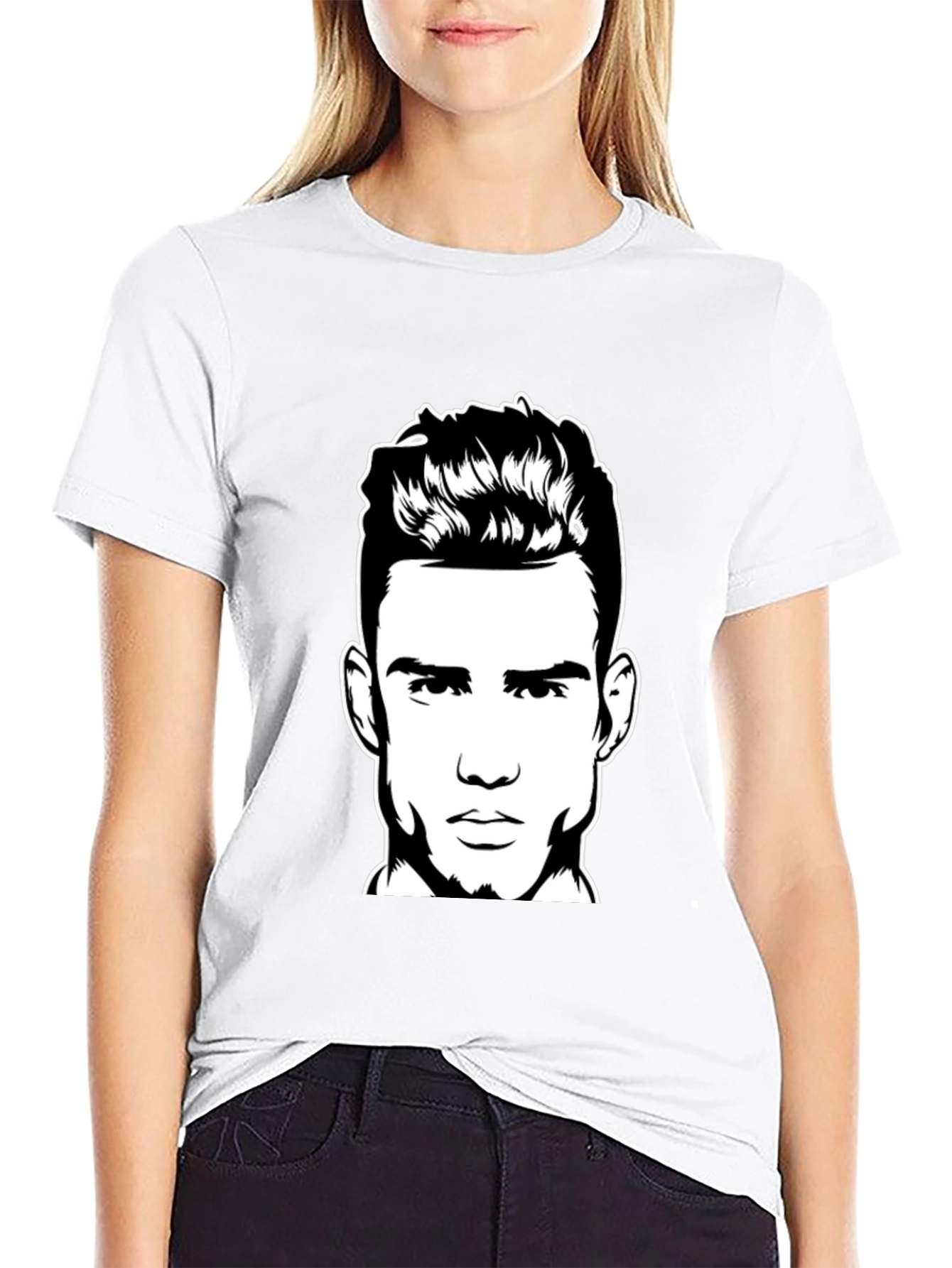 Black T-Shirt with Man Portrait Graphic