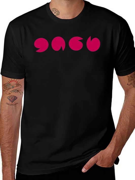 Abstract Graphic T-Shirt - Bold Pink Design on Black Cotton