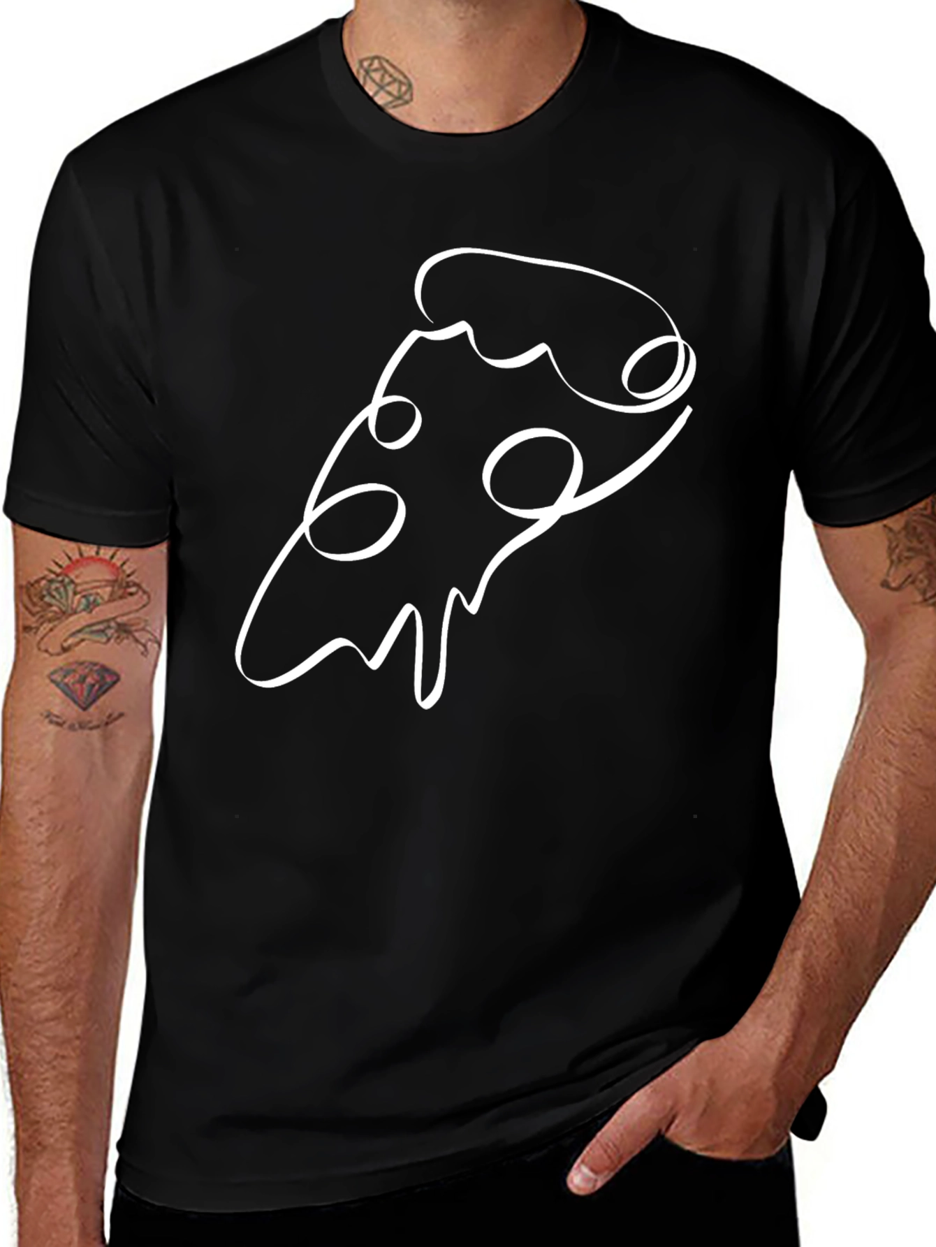 Abstract Pizza Slice Graphic Tee - Mens Black T-Shirt