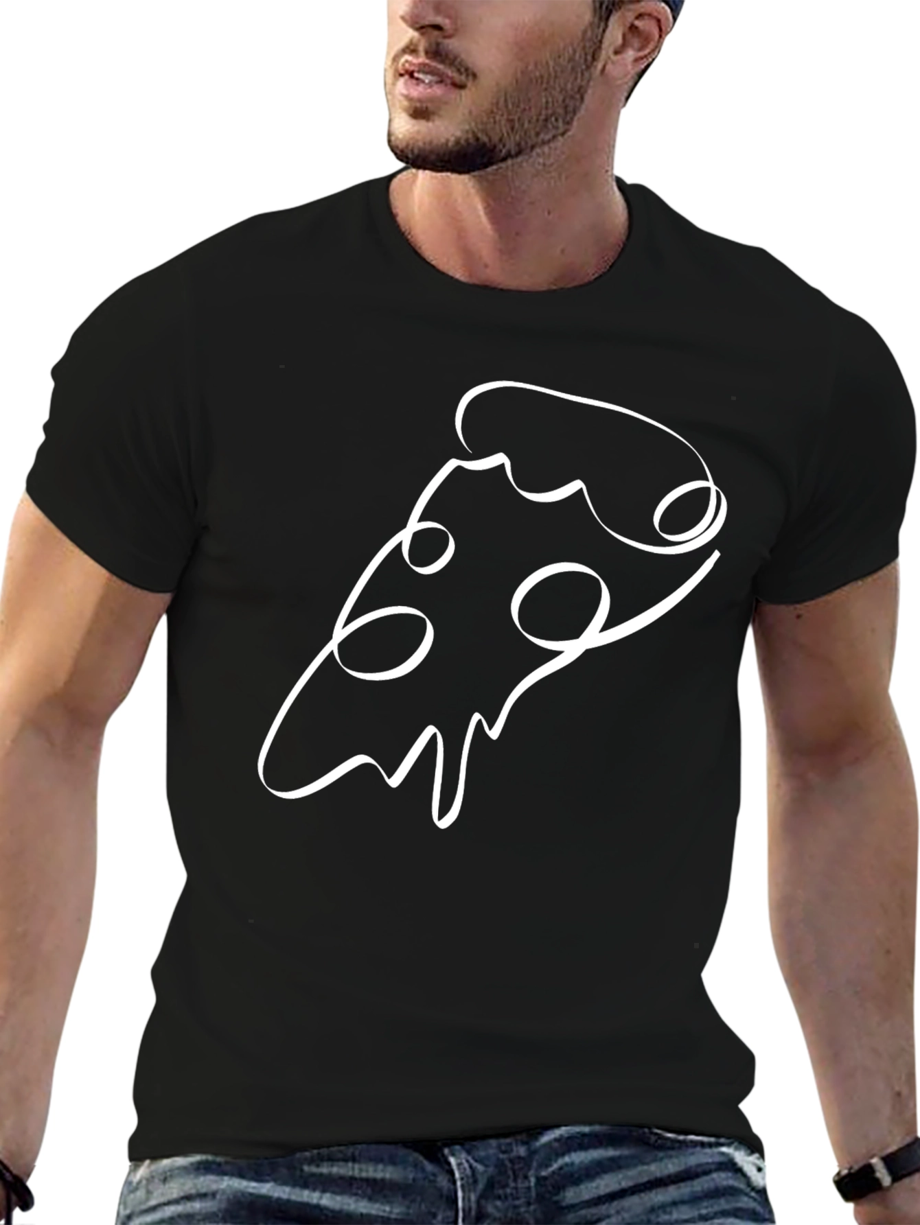 Abstract Pizza Slice Graphic Tee - Mens Black T-Shirt