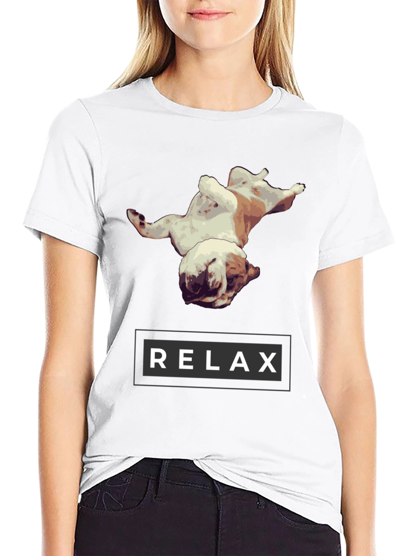 Relax Bulldog Graphic Tee - Black