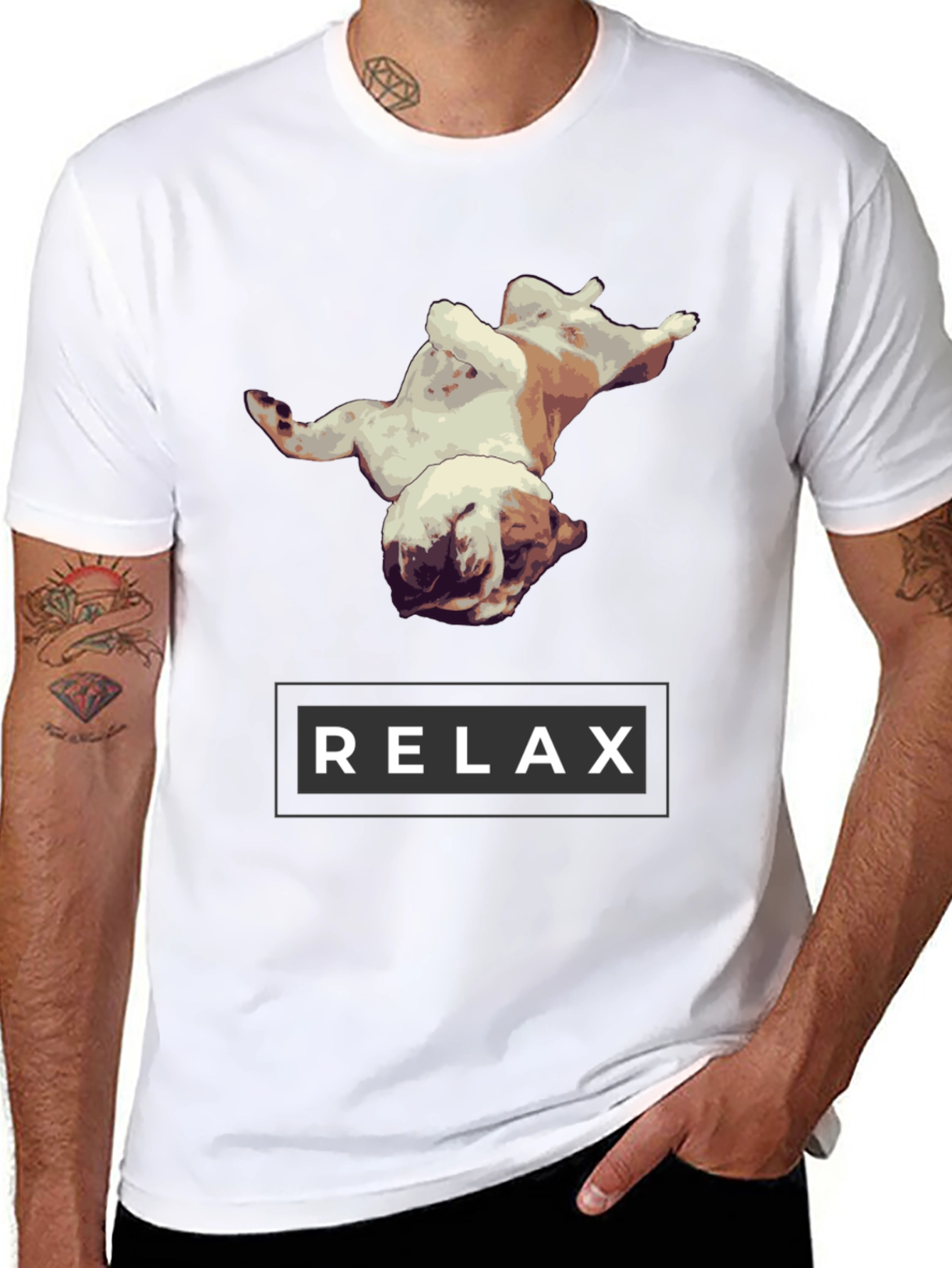 Relax Bulldog Graphic Tee - Black